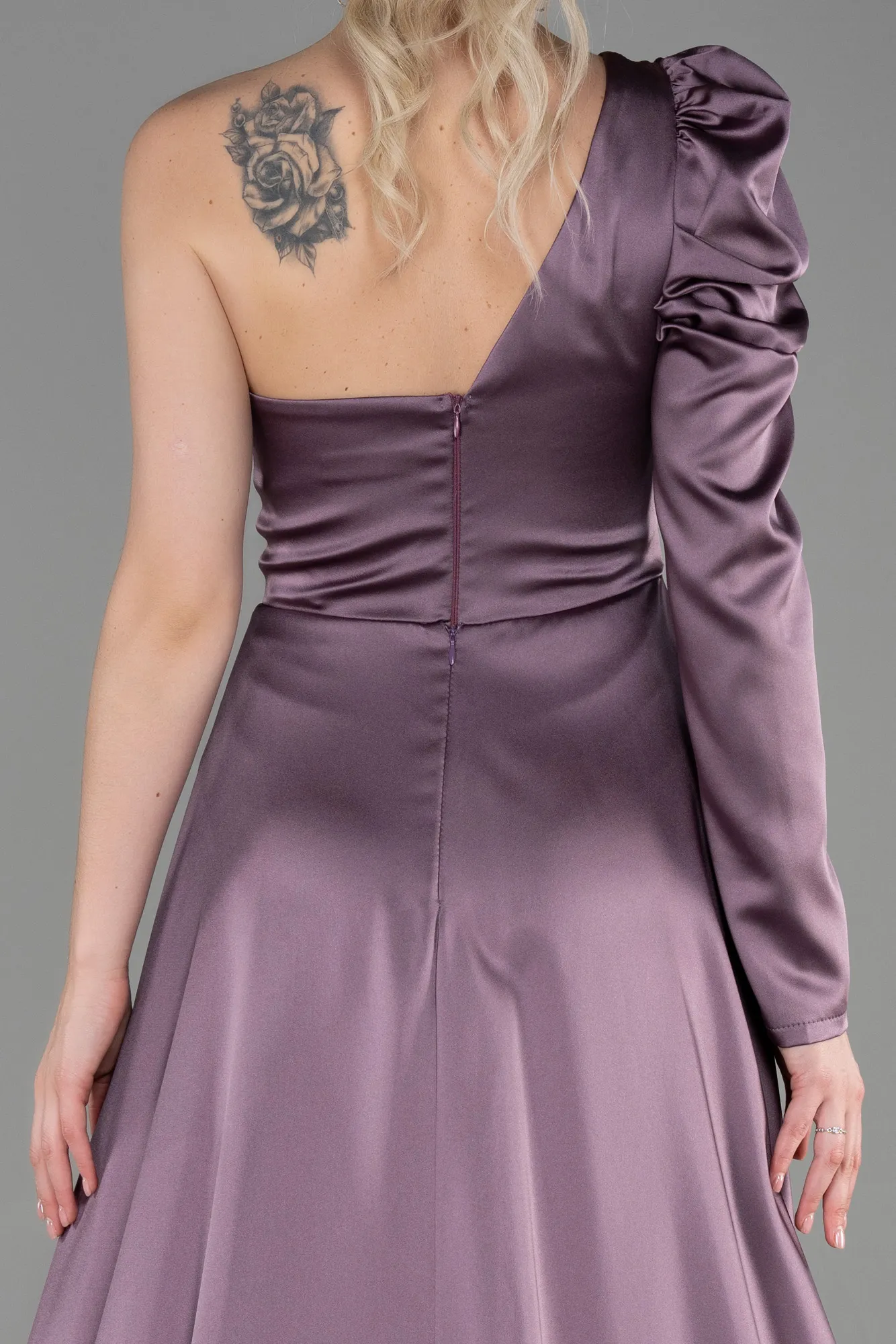 Lavender-Long Satin Evening Dress ABU1715