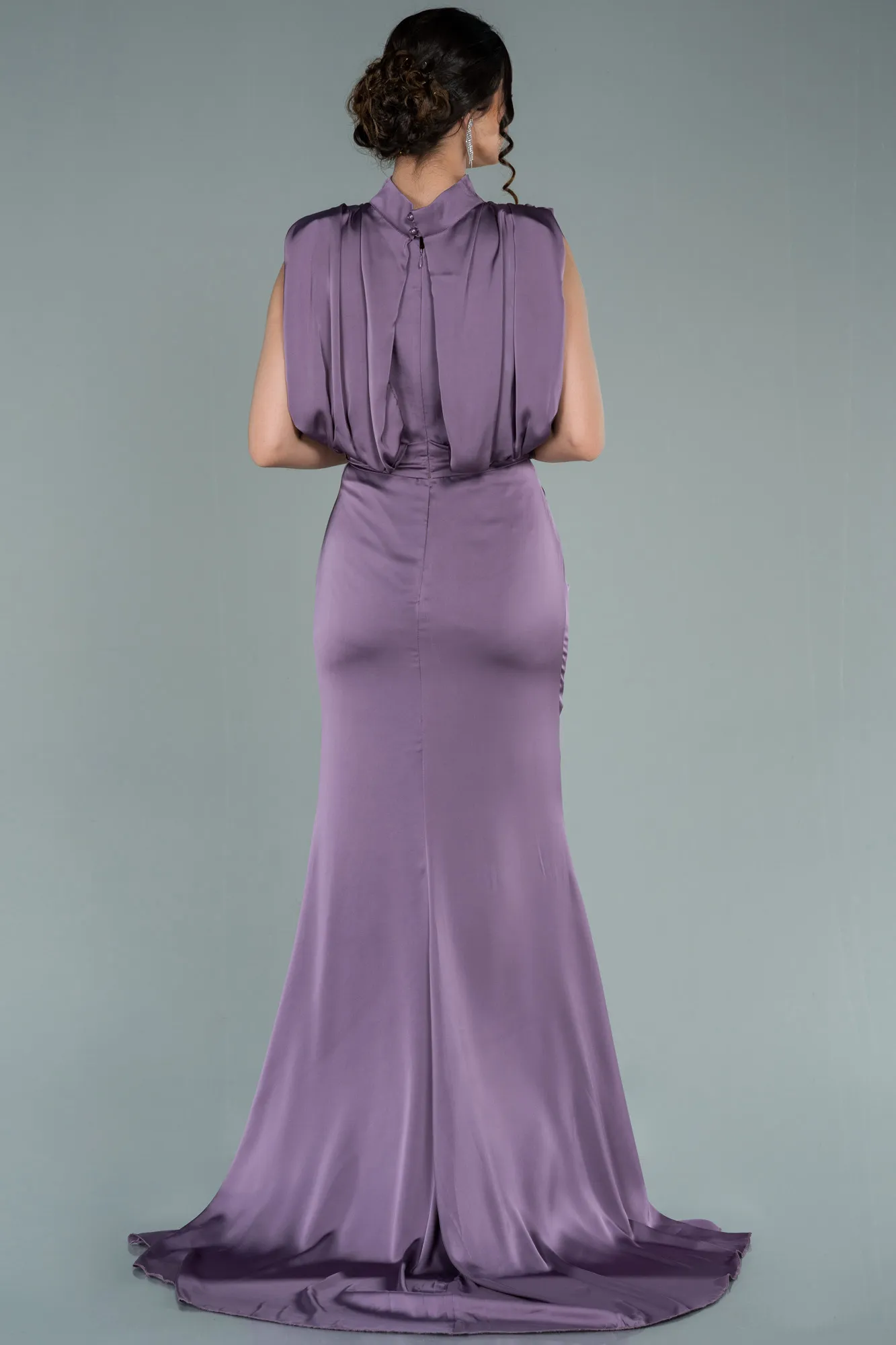 Lavender-Long Satin Evening Dress ABU2133