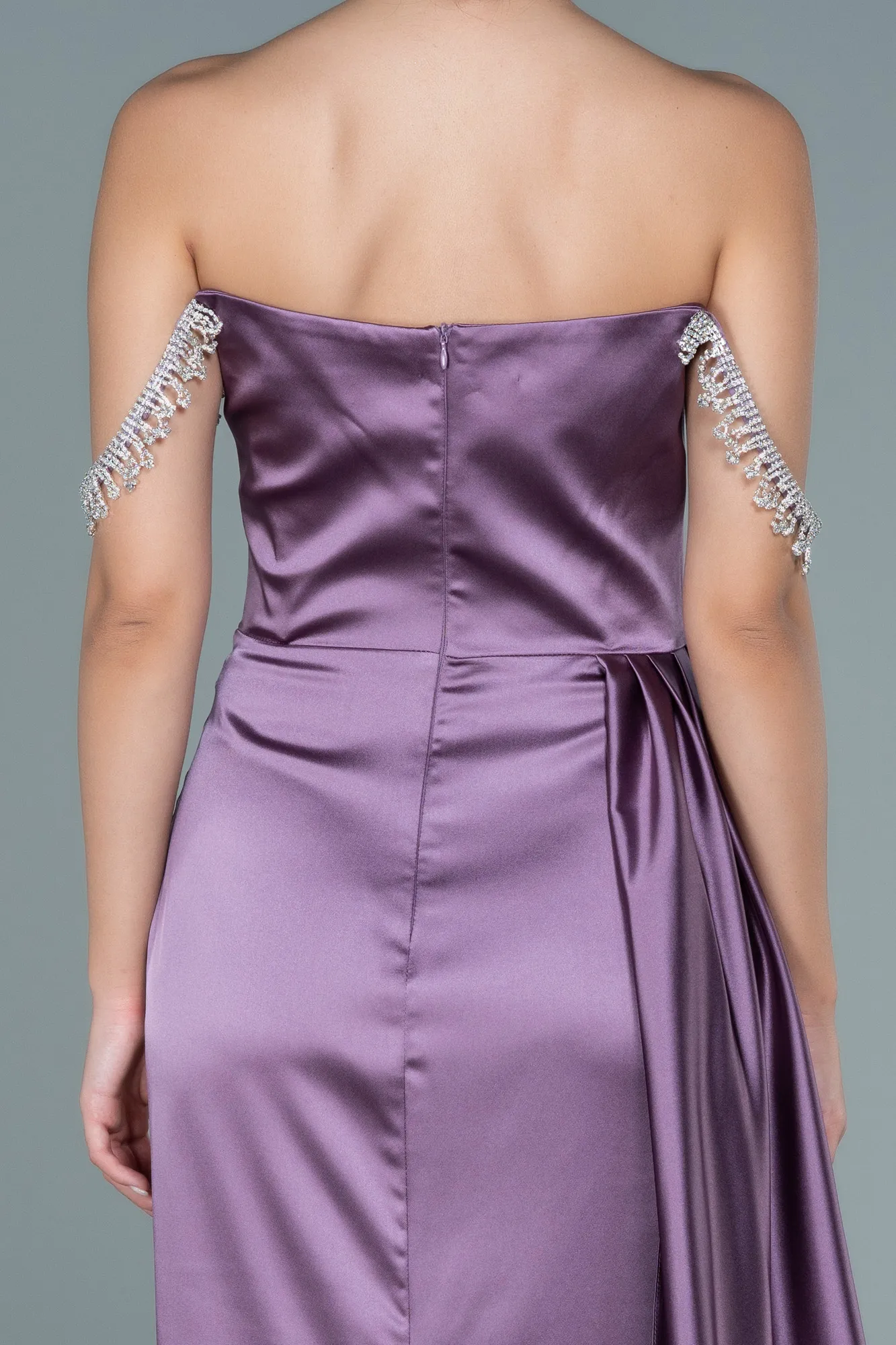 Lavender-Long Satin Evening Dress ABU2618