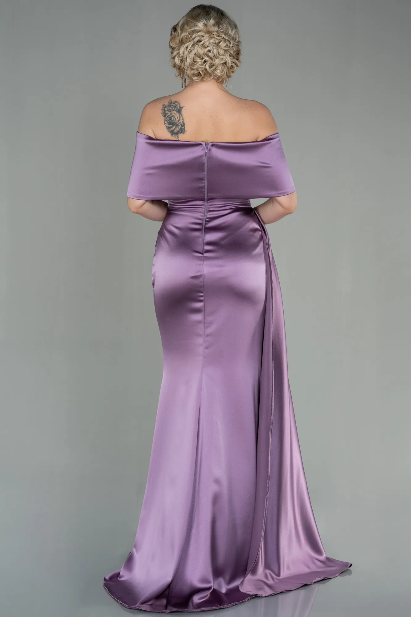 Lavender-Long Satin Evening Dress ABU2893