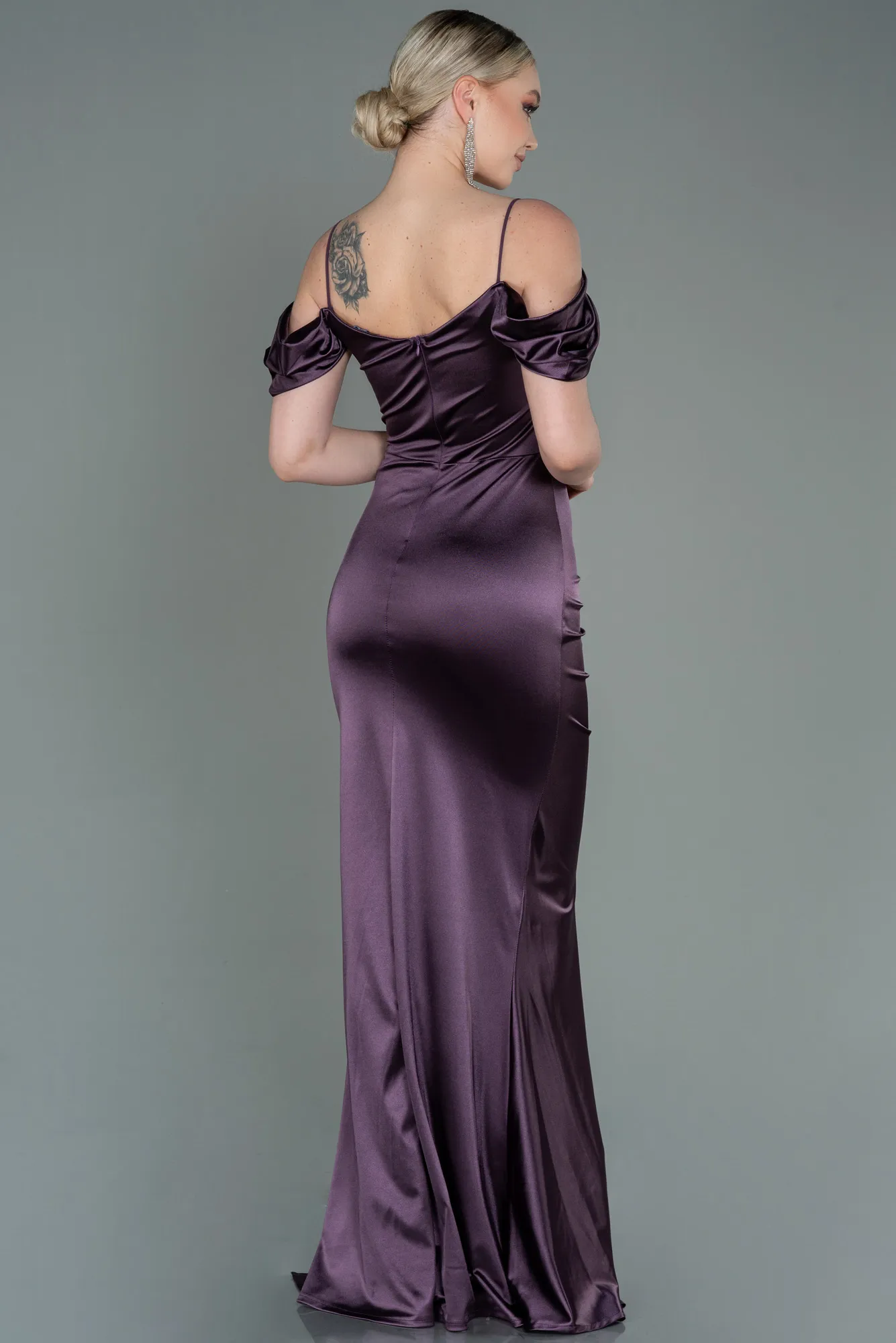 Lavender-Long Satin Evening Dress ABU3139