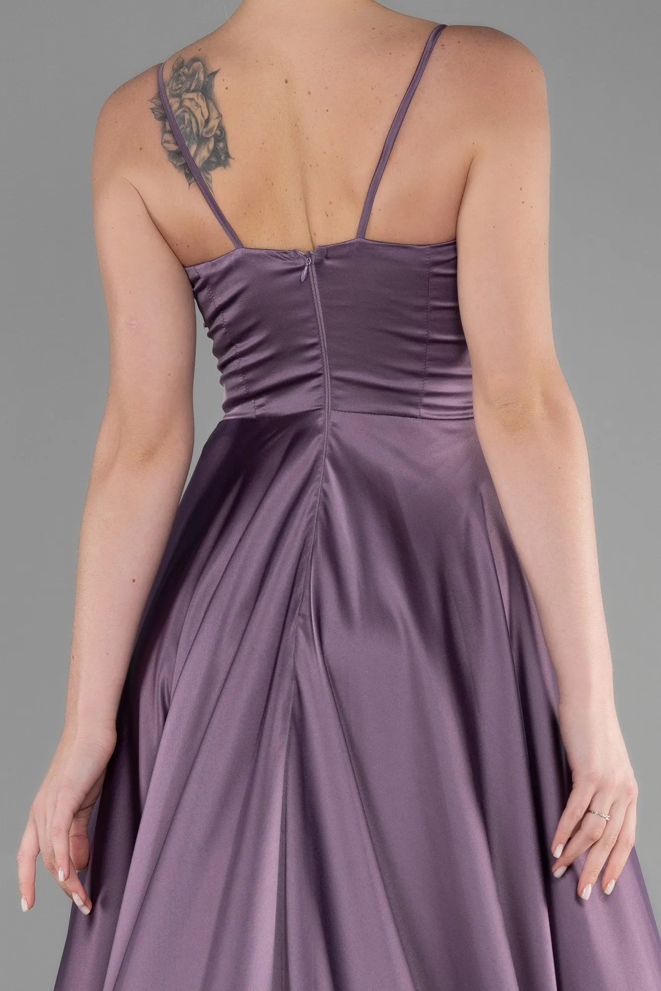Lavender-Long Satin Evening Dress ABU3484