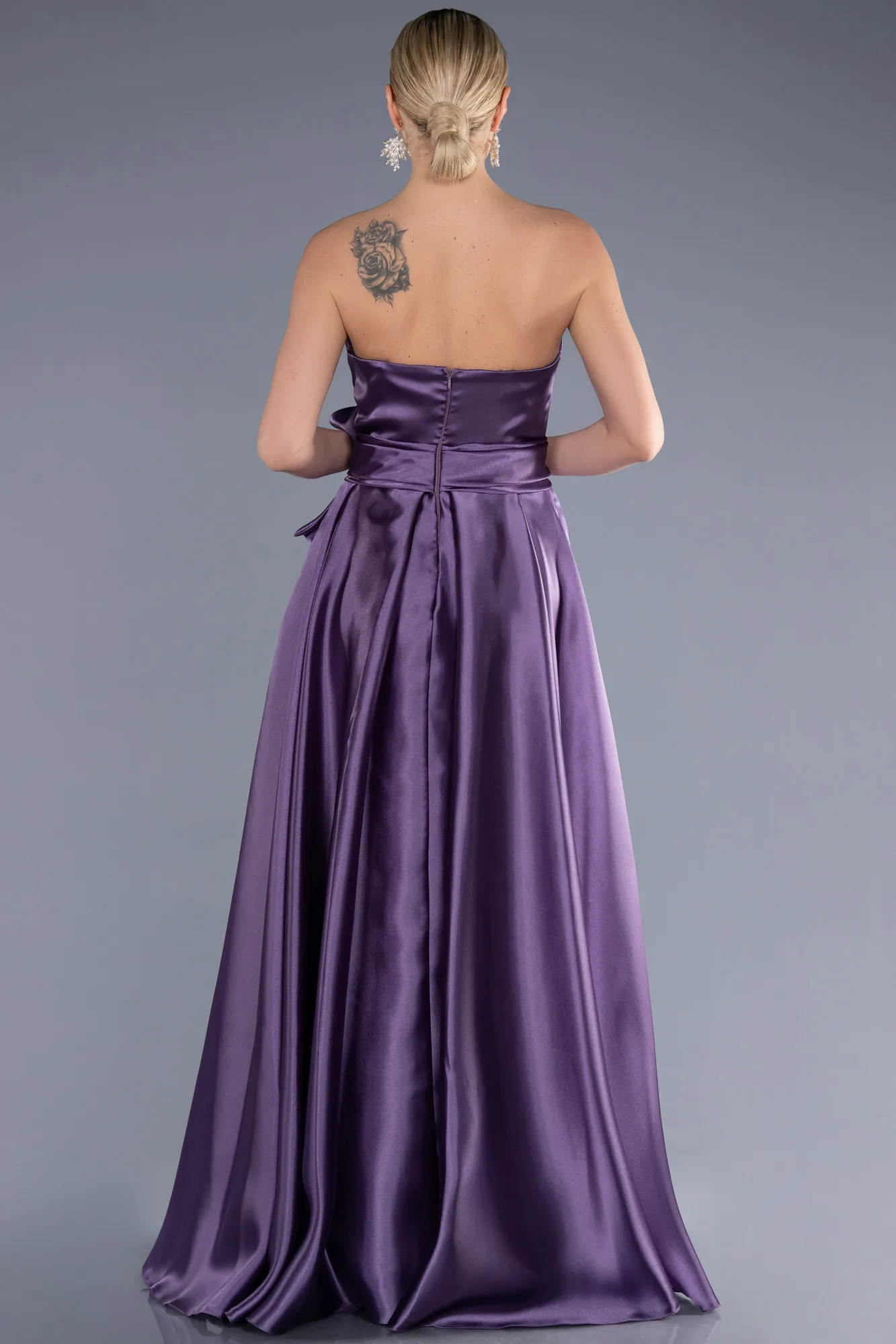 Lavender-Long Satin Evening Dress ABU3674
