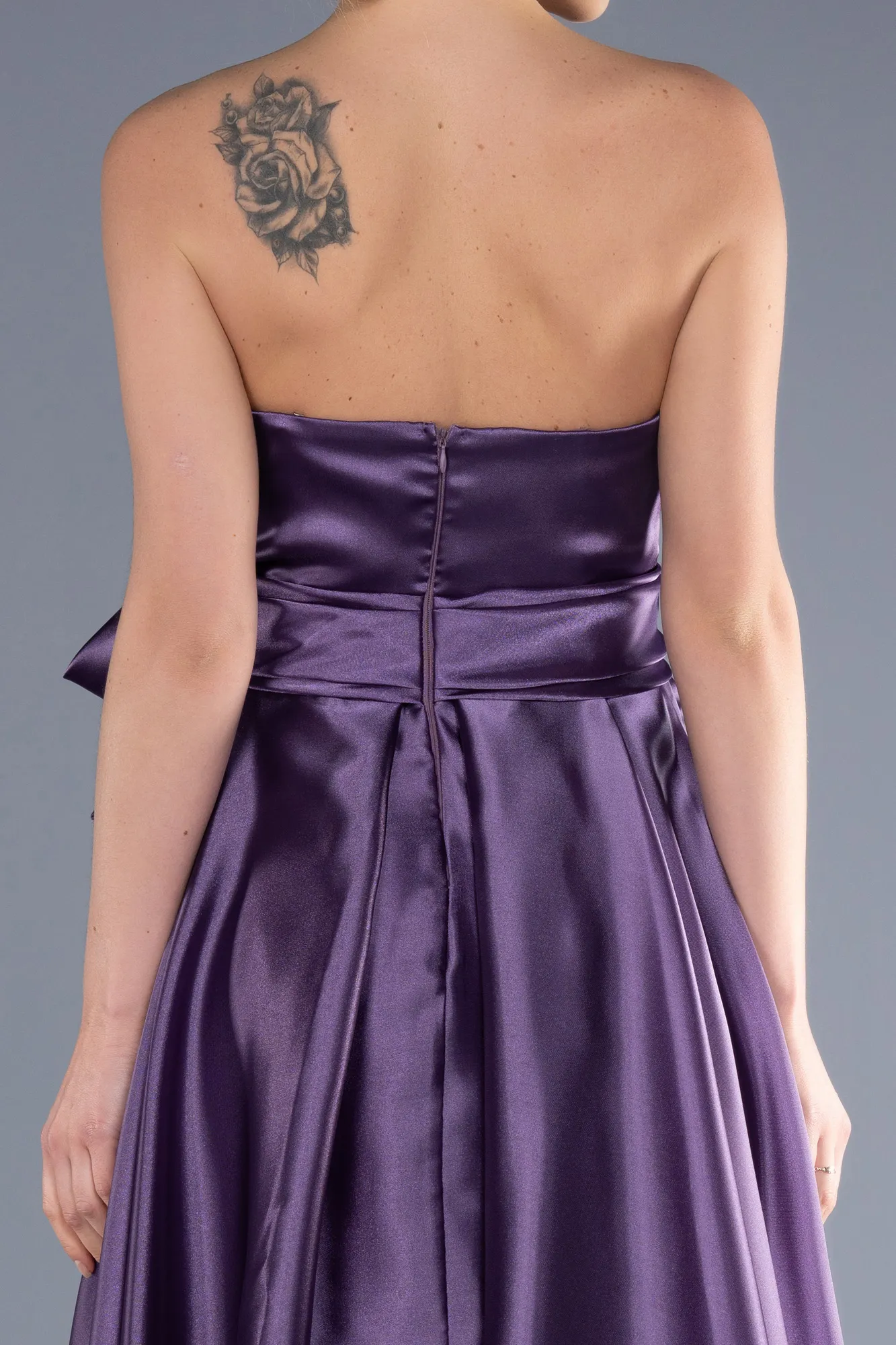 Lavender-Long Satin Evening Dress ABU3674