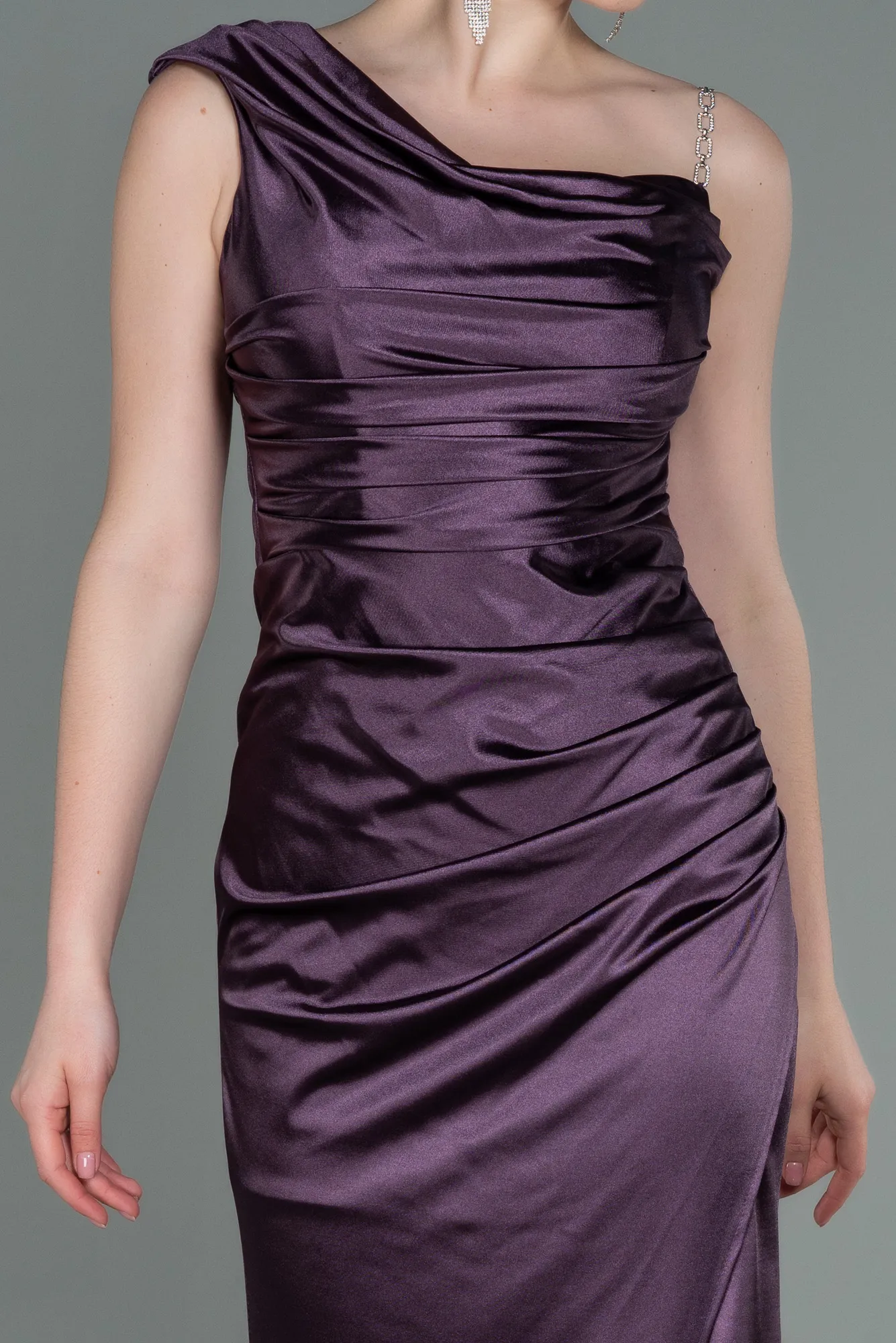 Lavender-Long Satin Prom Gown ABU3138