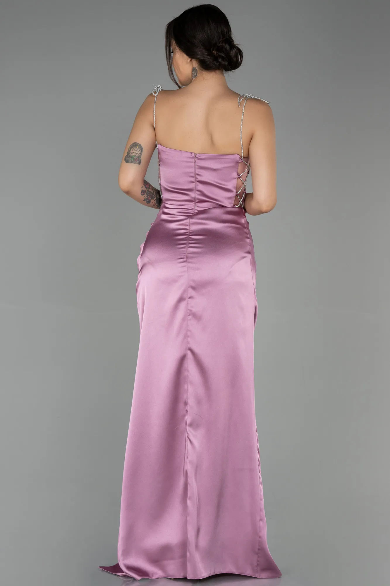 Lavender-Long Satin Prom Gown ABU3329