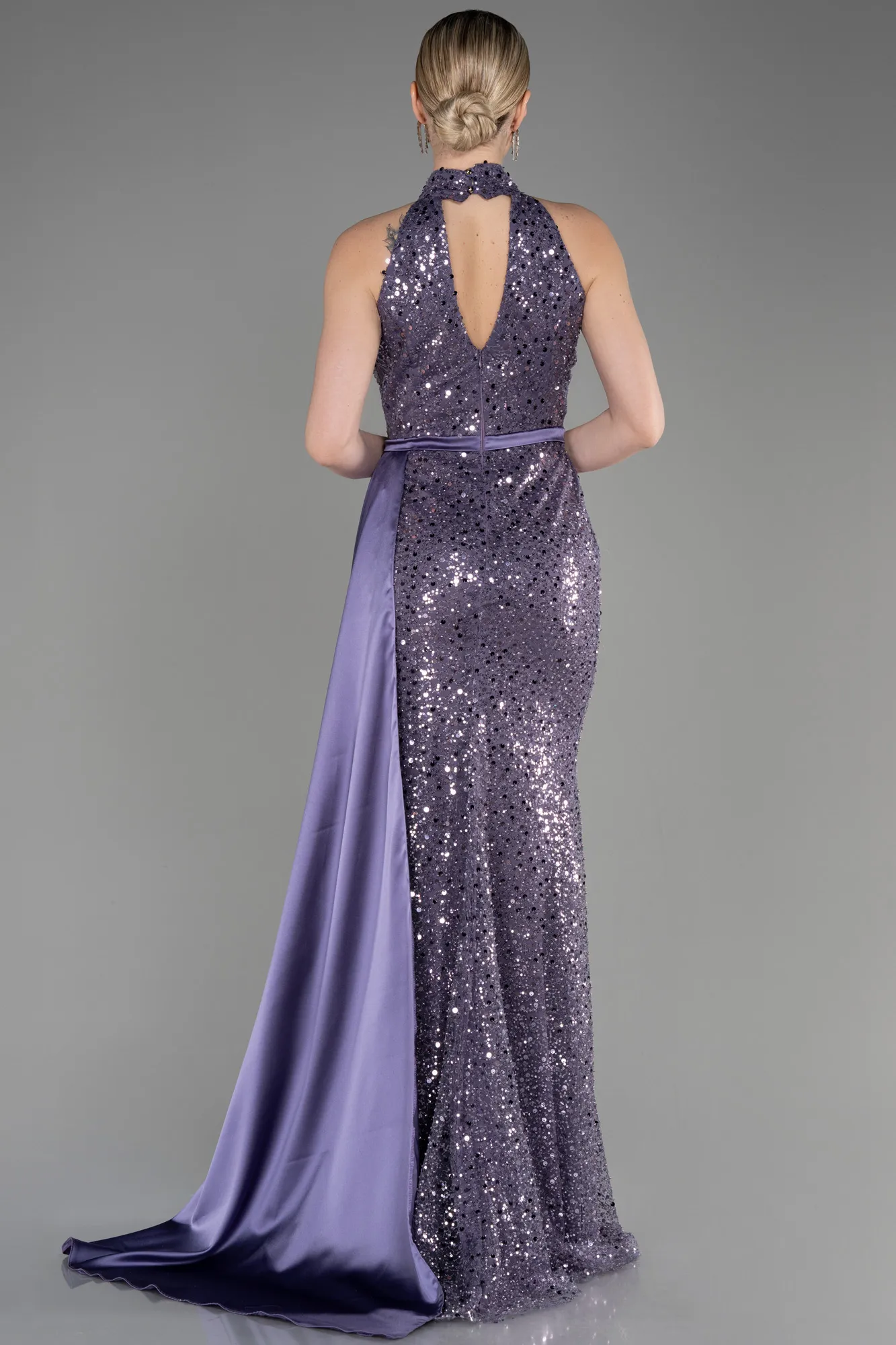 Lavender-Long Scaly Evening Dress ABU3888