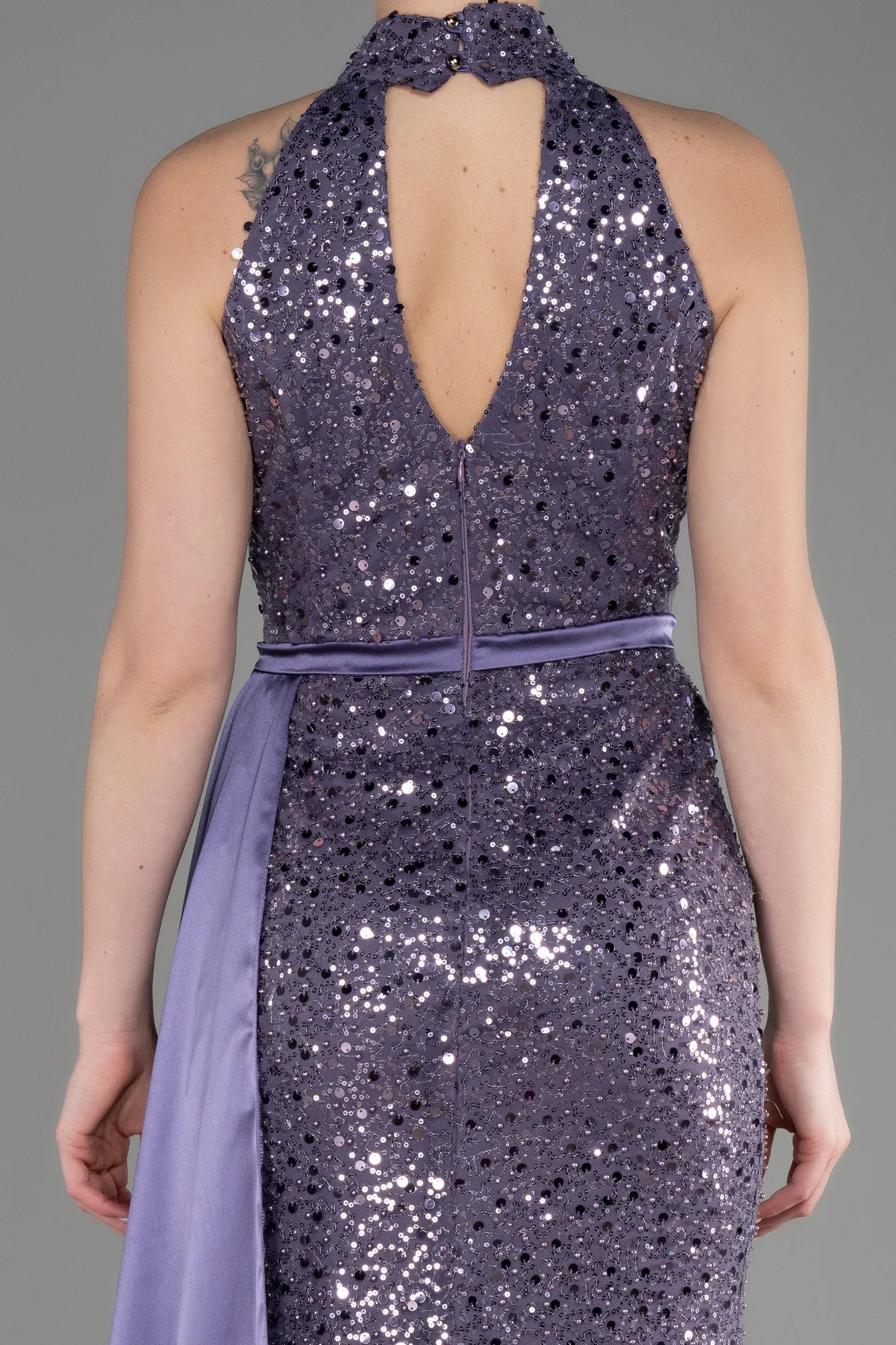 Lavender-Long Scaly Evening Dress ABU3888