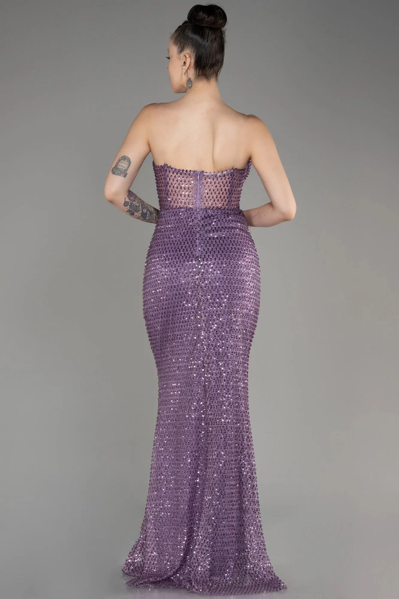 Lavender-Long Scaly Mermaid Evening Gown ABU3970