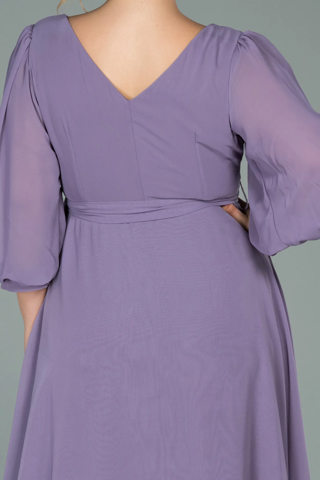 Lavender-Midi Chiffon Oversized Evening Dress ABK1083