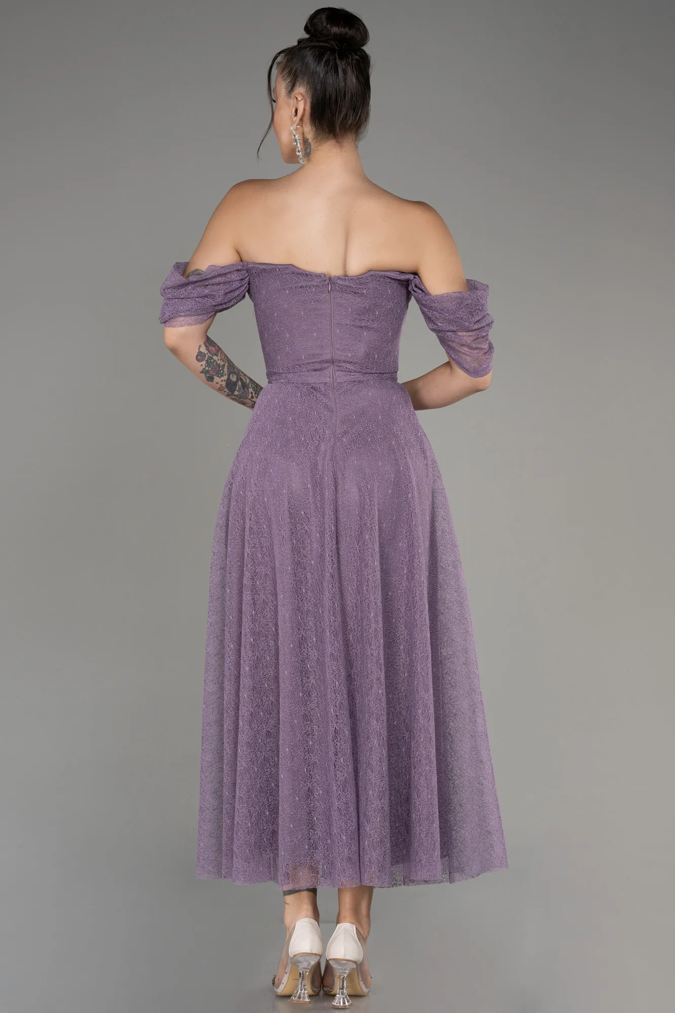 Lavender-Midi Dantelle Cocktail Dress ABK2103