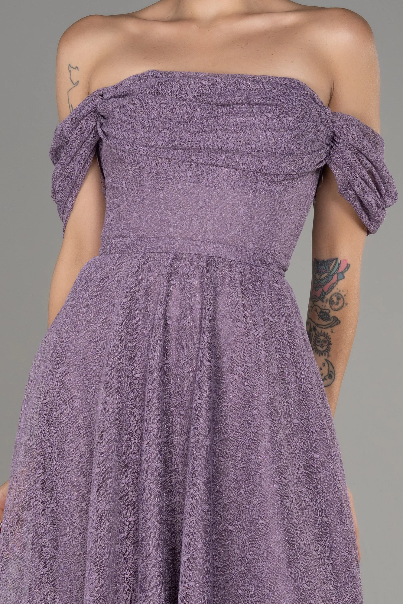 Lavender-Midi Dantelle Cocktail Dress ABK2103