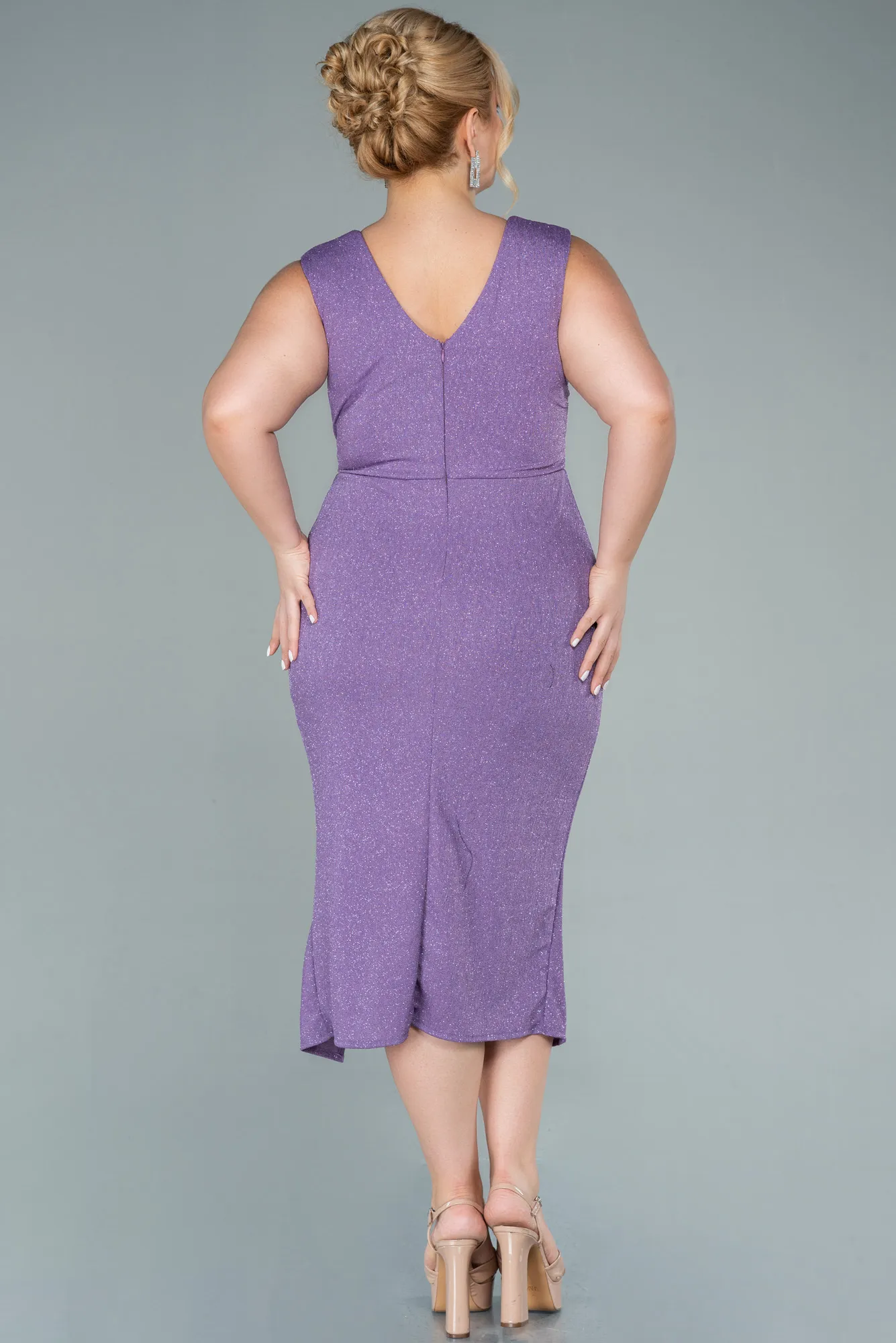 Lavender-Midi Plus Size Evening Dress ABK1492
