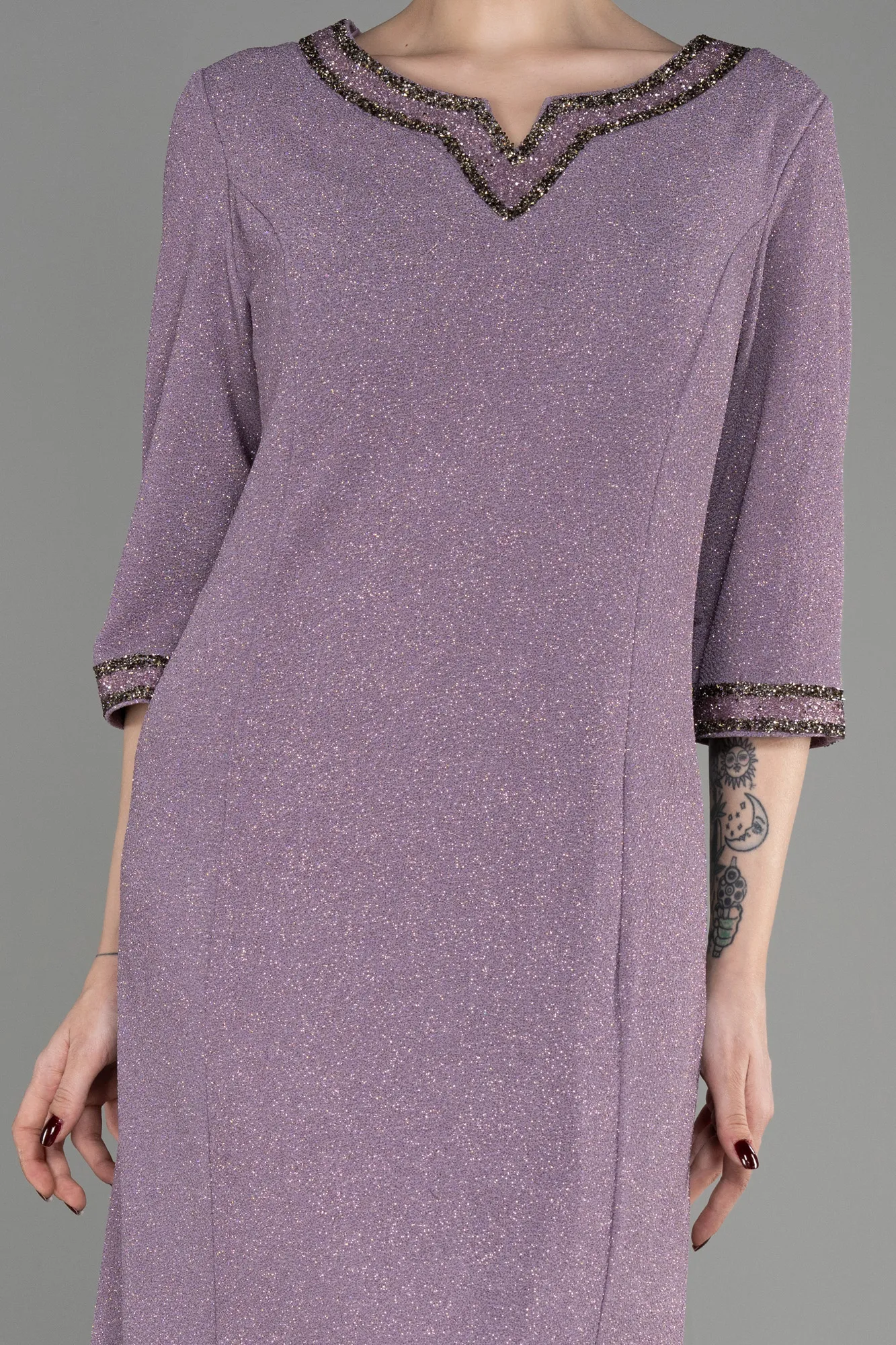 Lavender-Midi Plus Size Evening Dress ABK1595