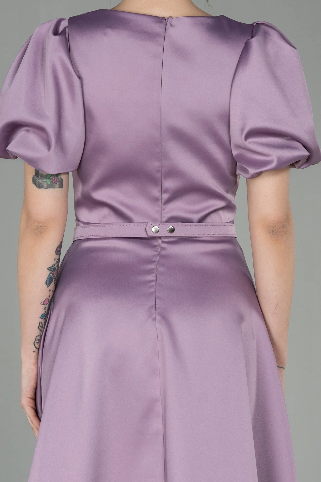 Lavender-Midi Satin Invitation Dress ABK1263