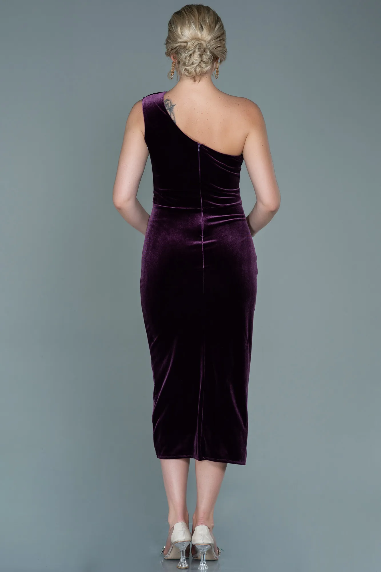 Lavender-Midi Velvet Invitation Dress ABK1501