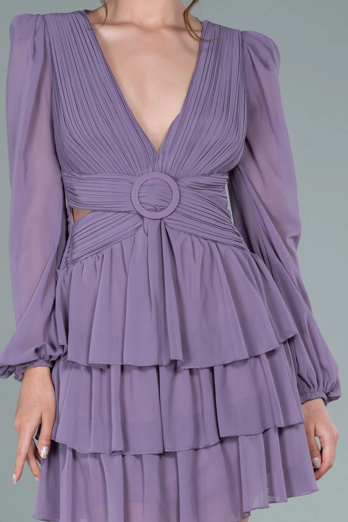 Lavender-Mini Chiffon Invitation Dress ABK1899