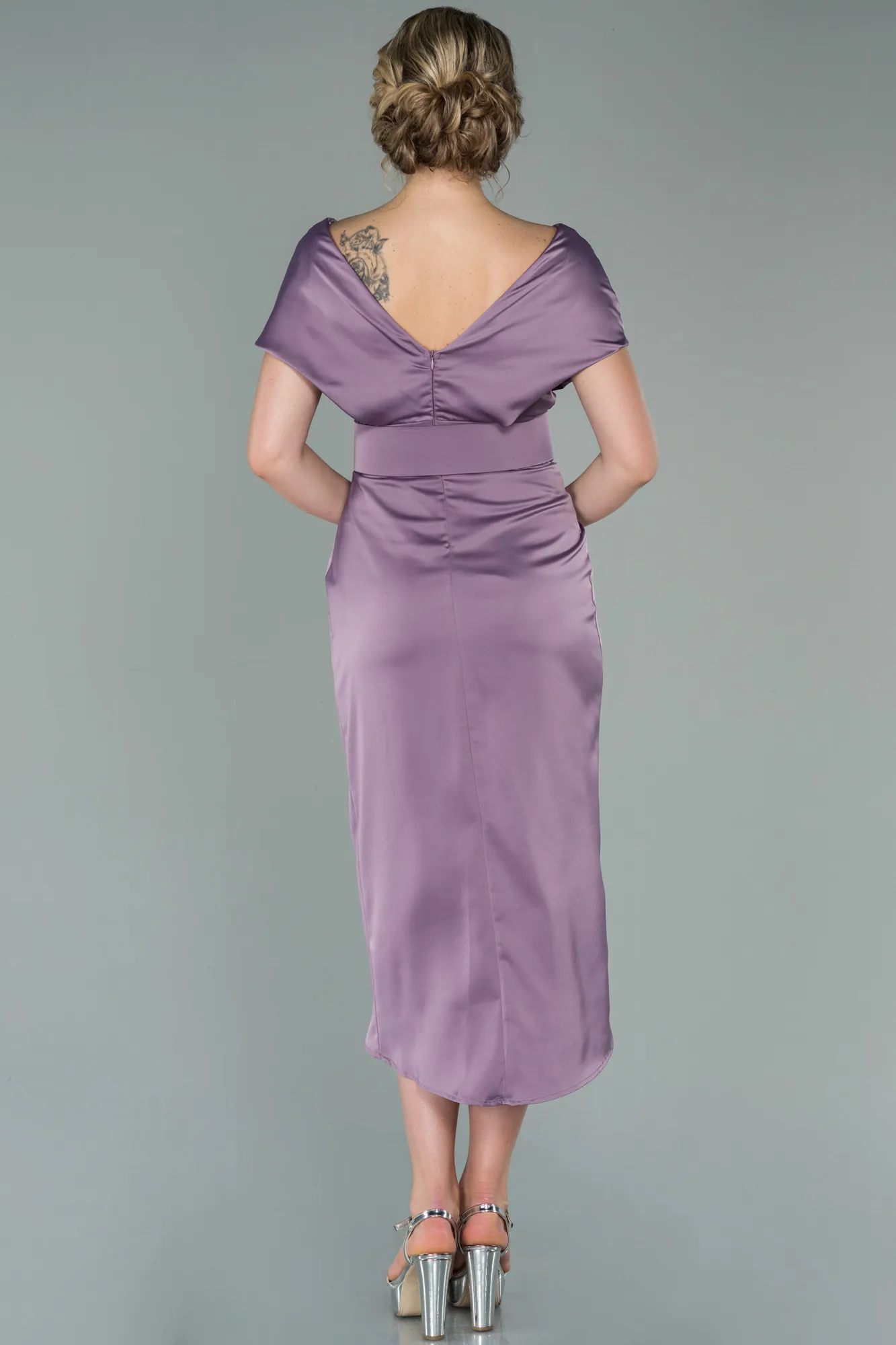 Lavender-Short Satin Invitation Dress ABK1107