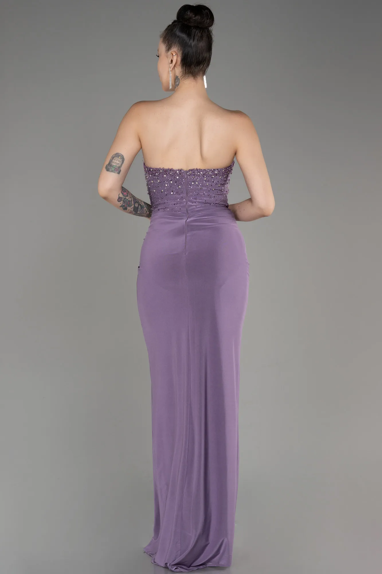 Lavender-Strapless Slit Long Evening Dress ABU3977