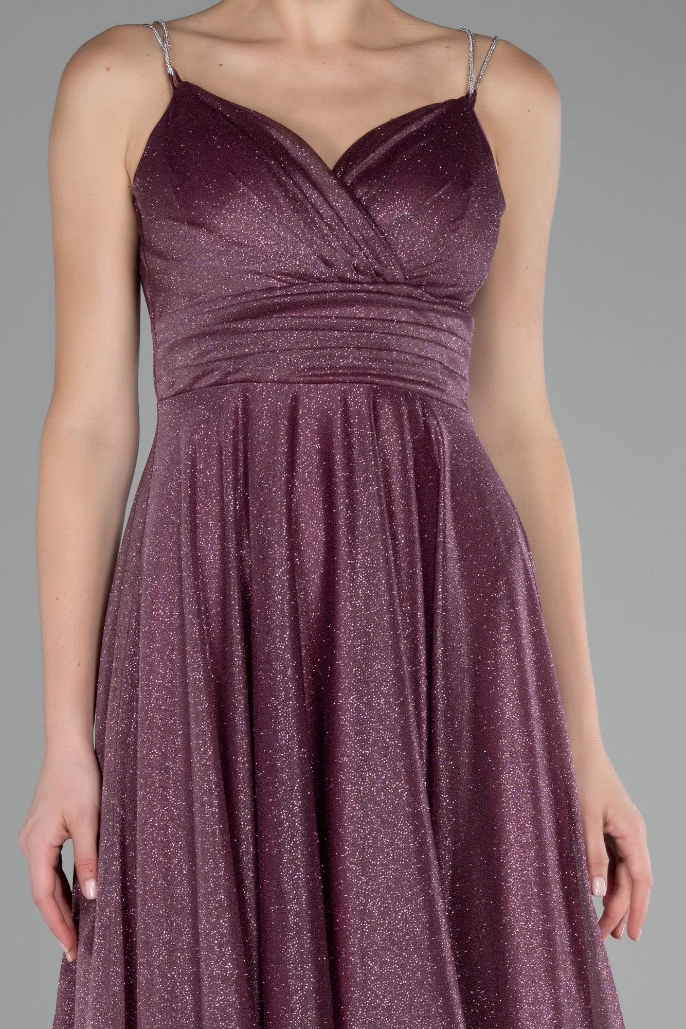 Lavender-Strappy Long Glitter Prom Dress ABU4183