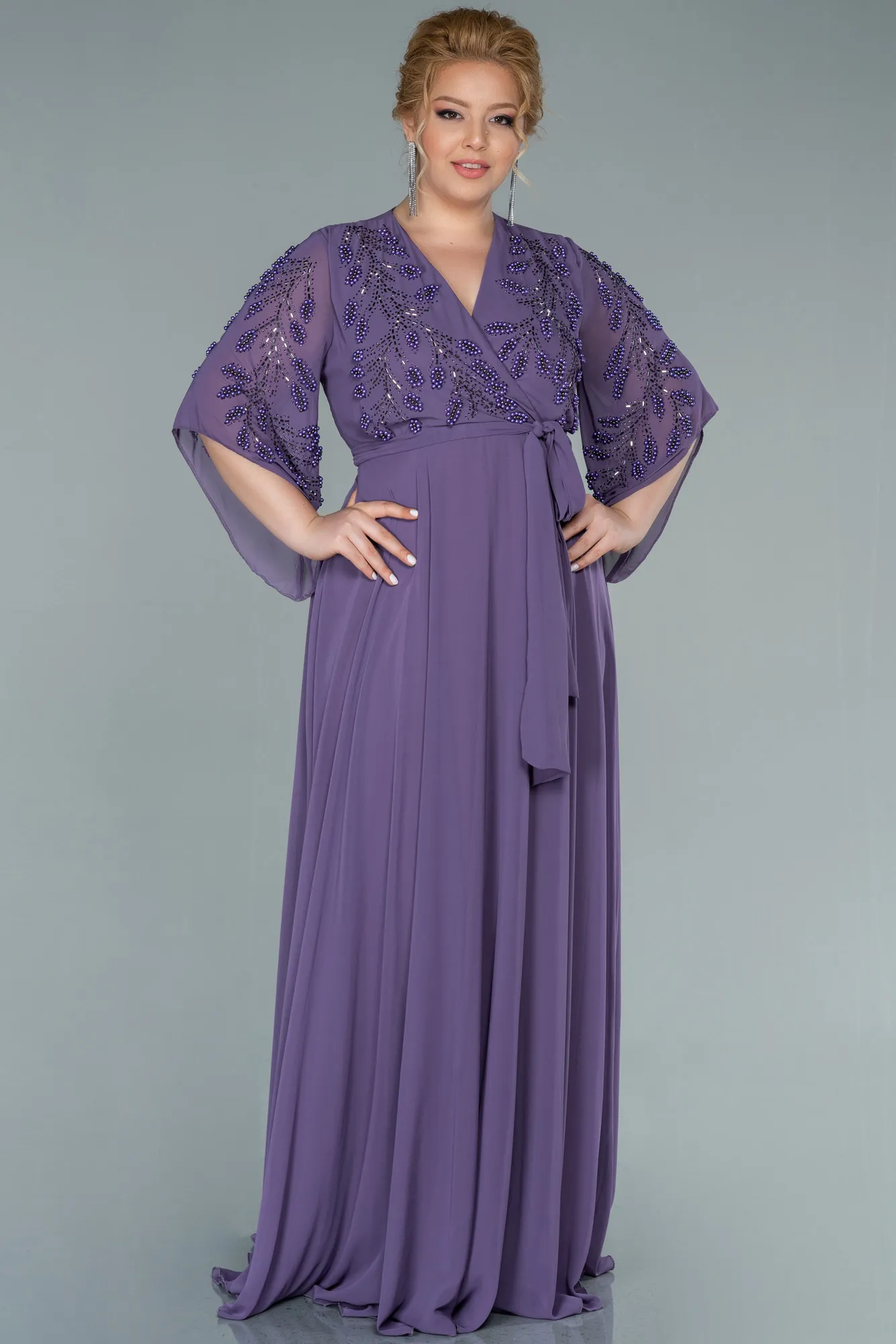 Lila-Long Chiffon Plus Size Evening Dress ABU2071
