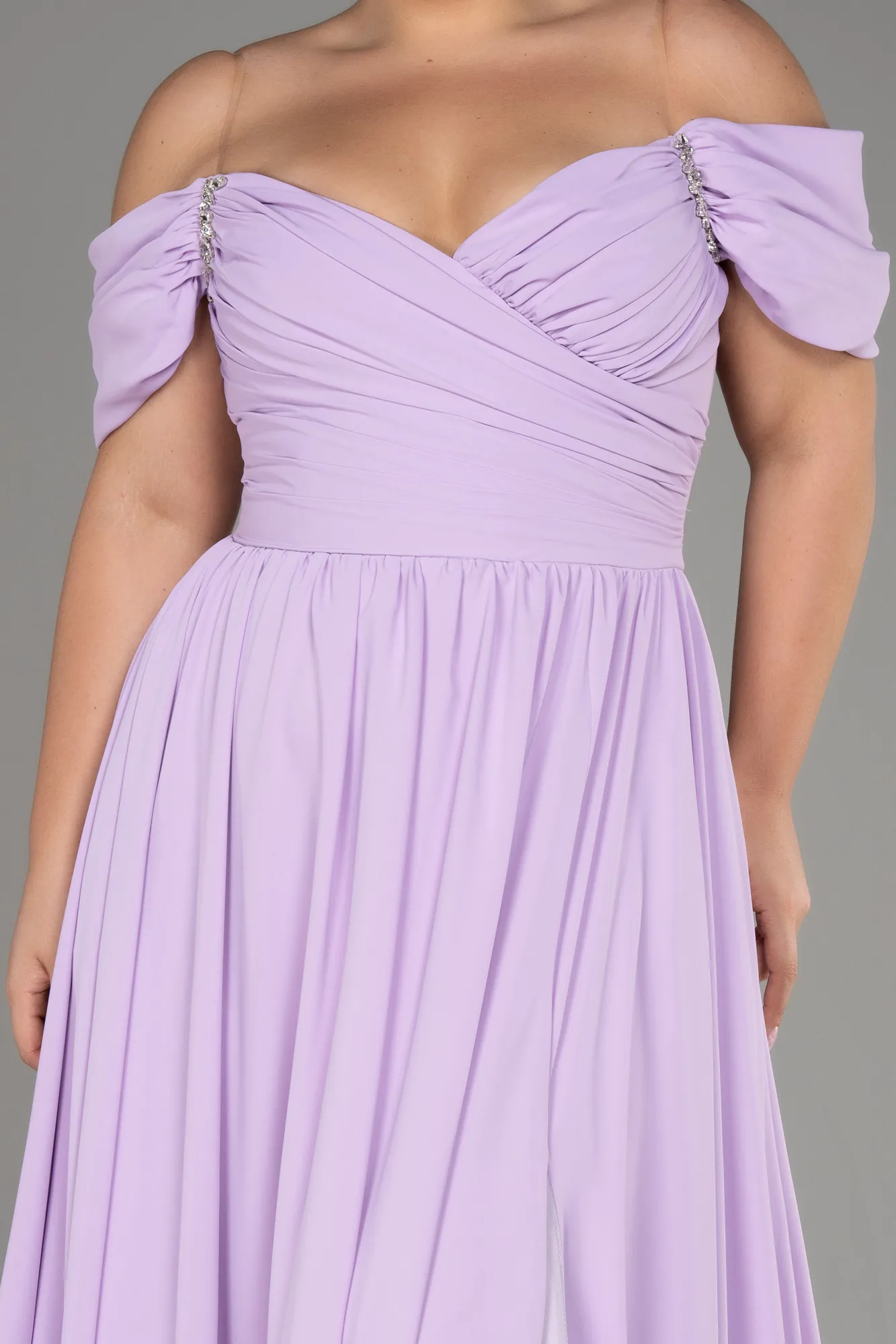 Lila-Long Chiffon Plus Size Evening Dress ABU3738