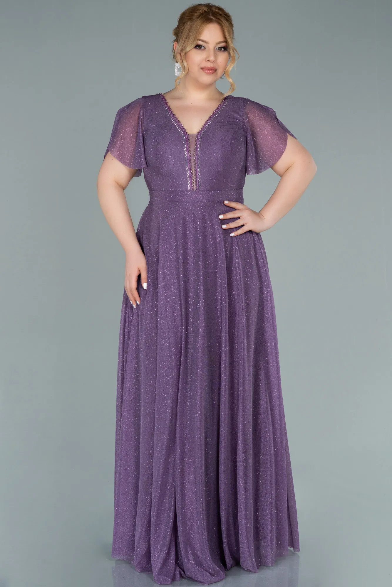 Lila-Long Plus Size Evening Dress ABU2310