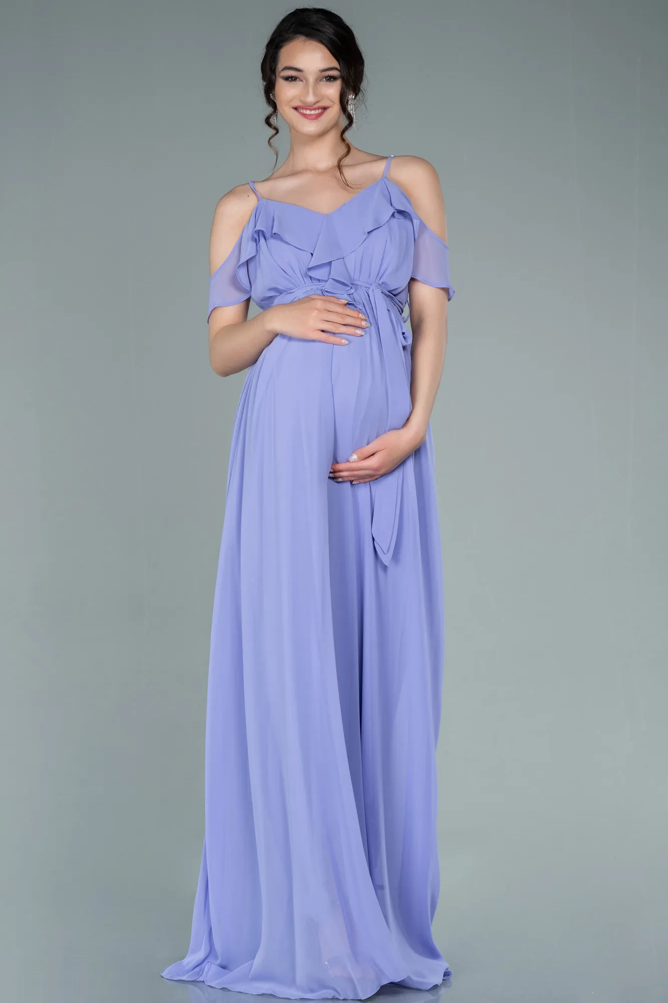Lila-Long Pregnancy Evening Dress ABU744