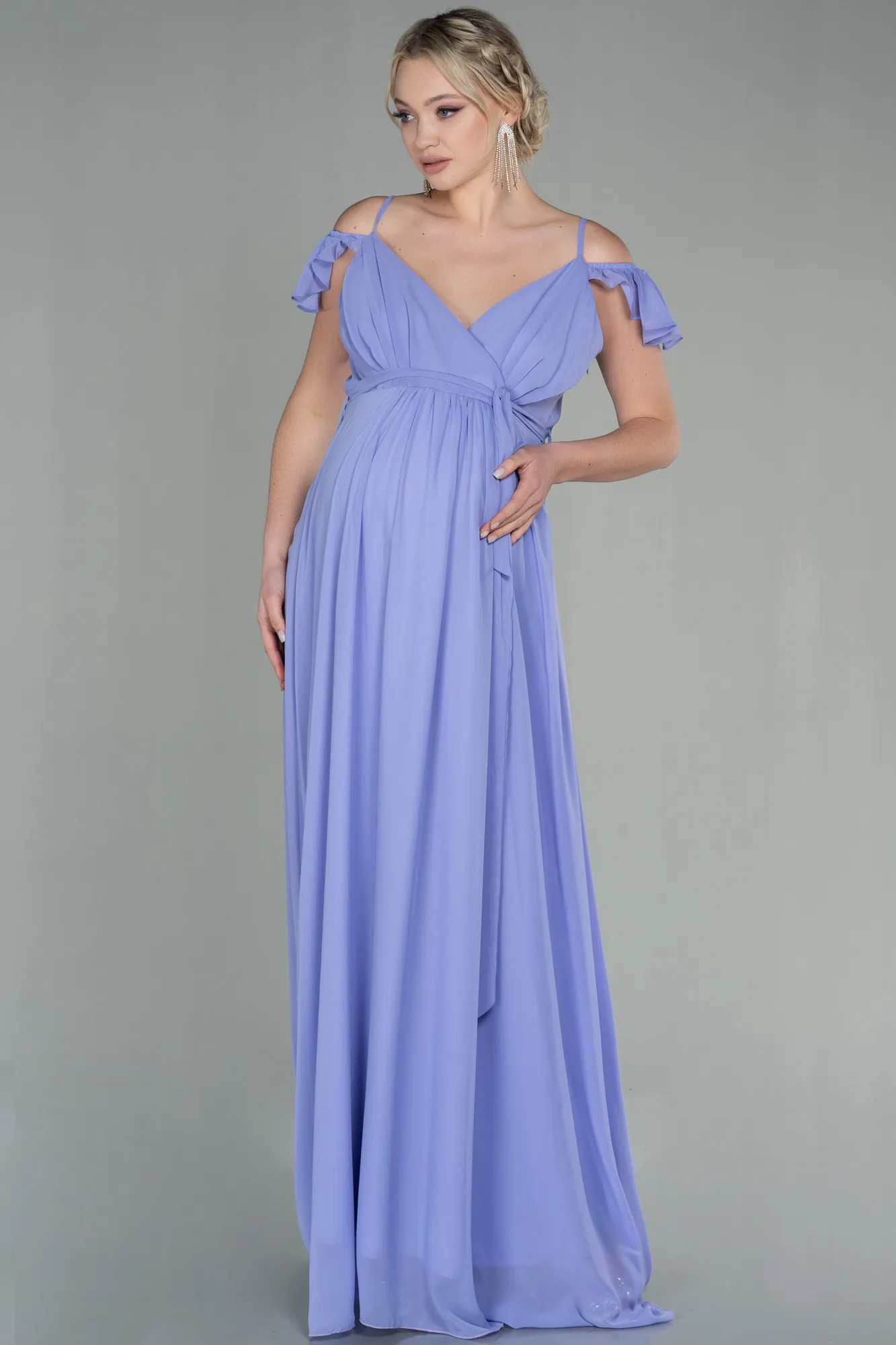 Lila-Long Pregnancy Evening Dress ABU756