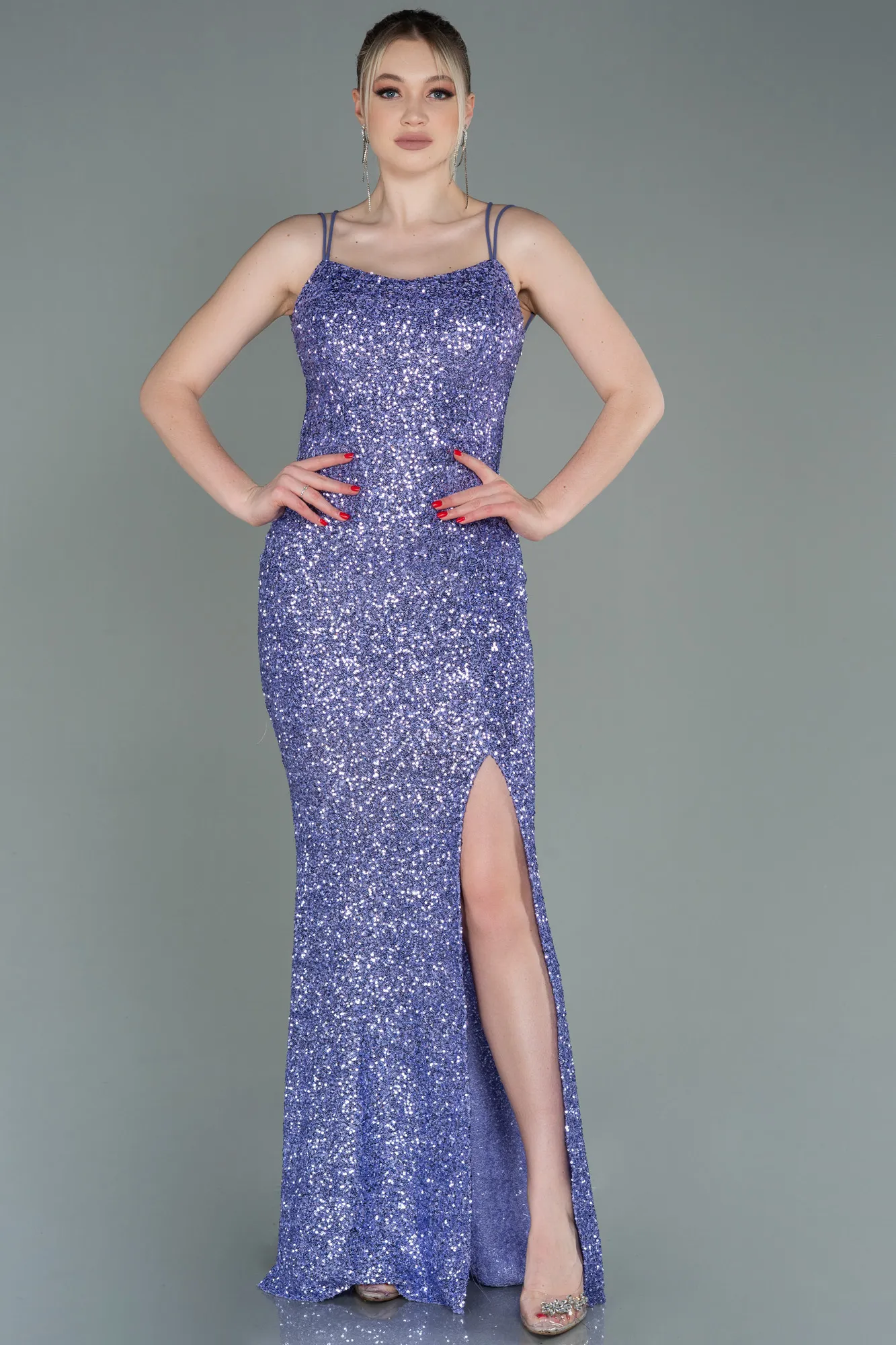 Lila-Long Scaly Prom Gown ABU3118