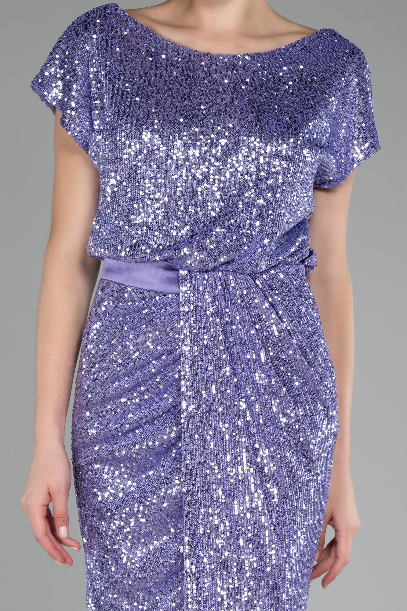 Lila-Short Sleeve Sequined Party Dress ABK2125