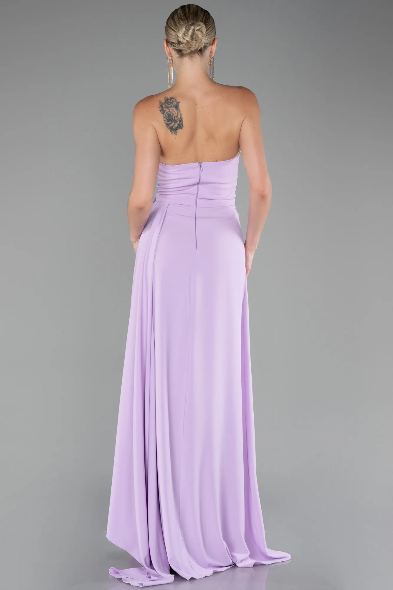 Lila-Strapless Slit Long Chiffon Evening Dress ABU3974