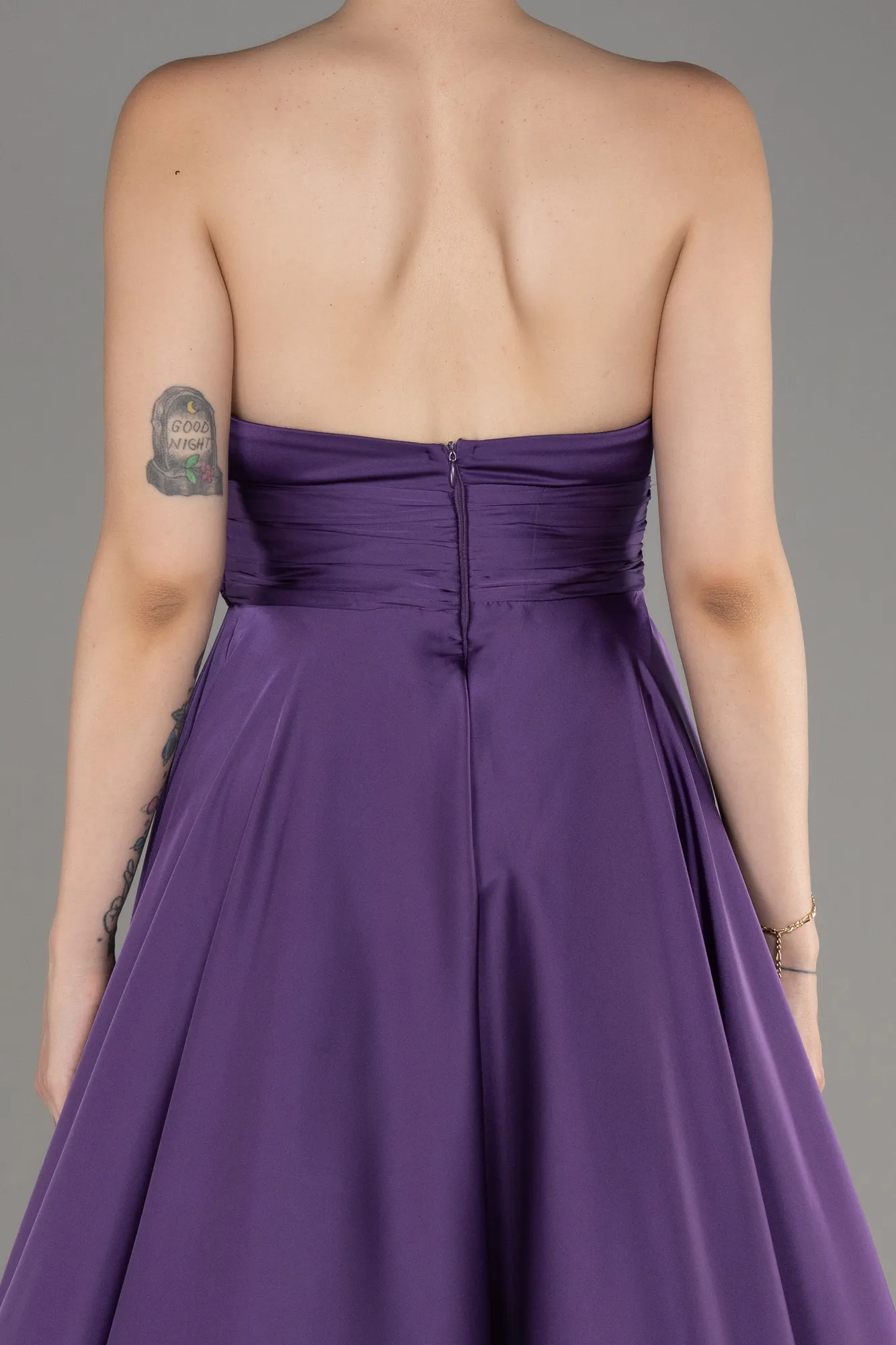 Lilac-Strapless Long Satin Prom Dress ABU3965