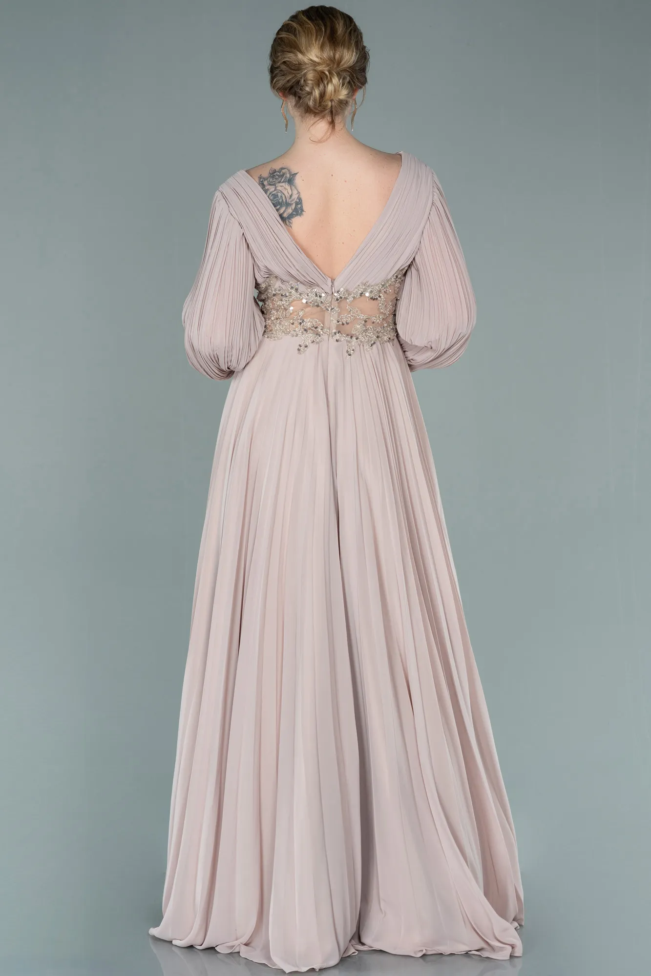 Mink-Long Chiffon Evening Dress ABU2183