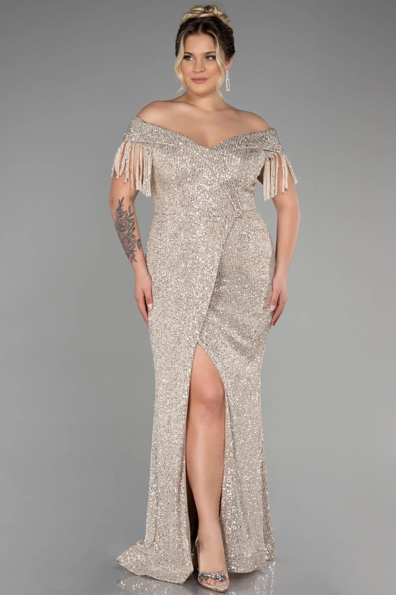 Mink-Long Oversized Evening Dress ABU1745