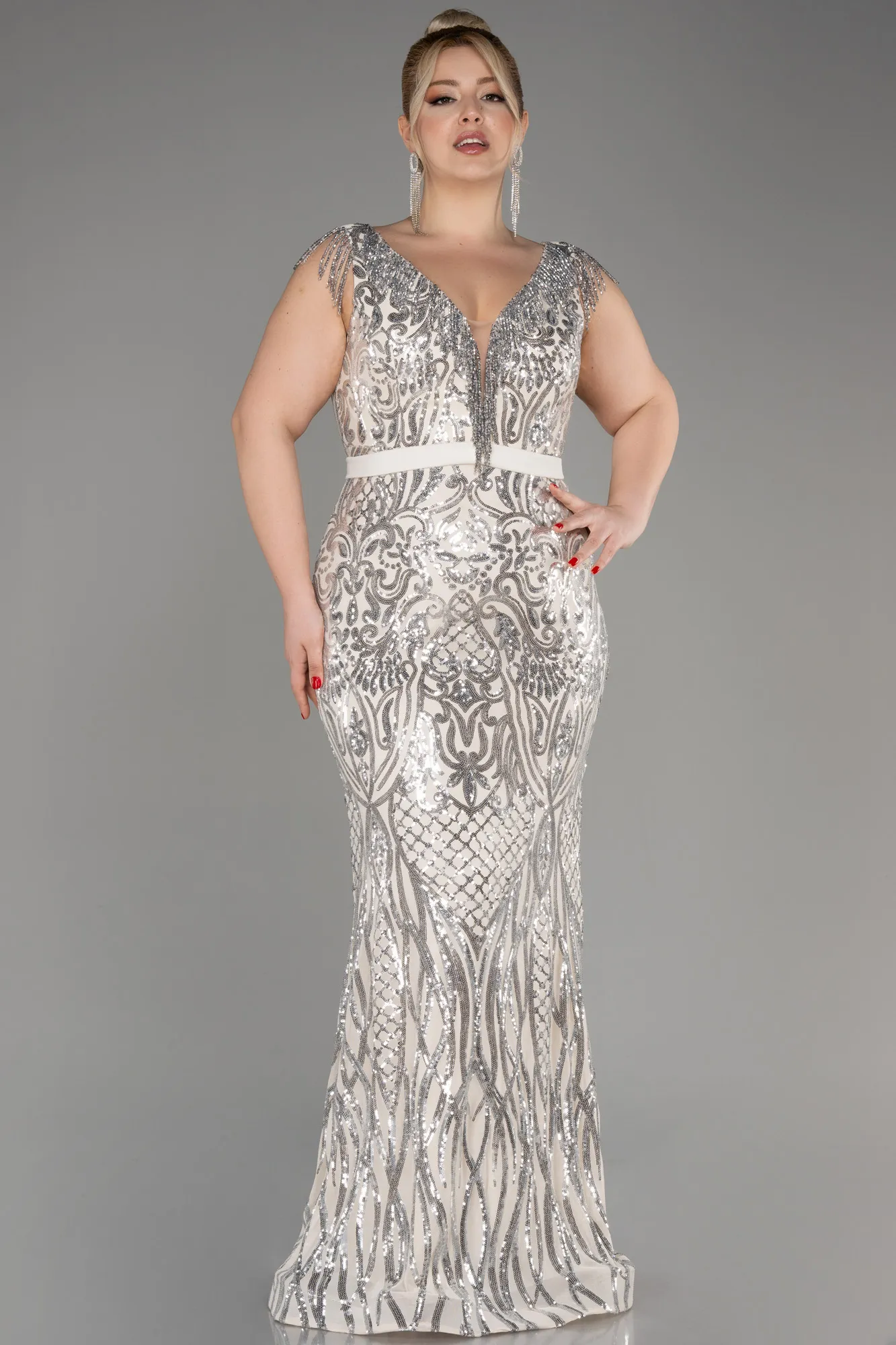 Mink-Long Plus Size Engagement Dress ABU3876