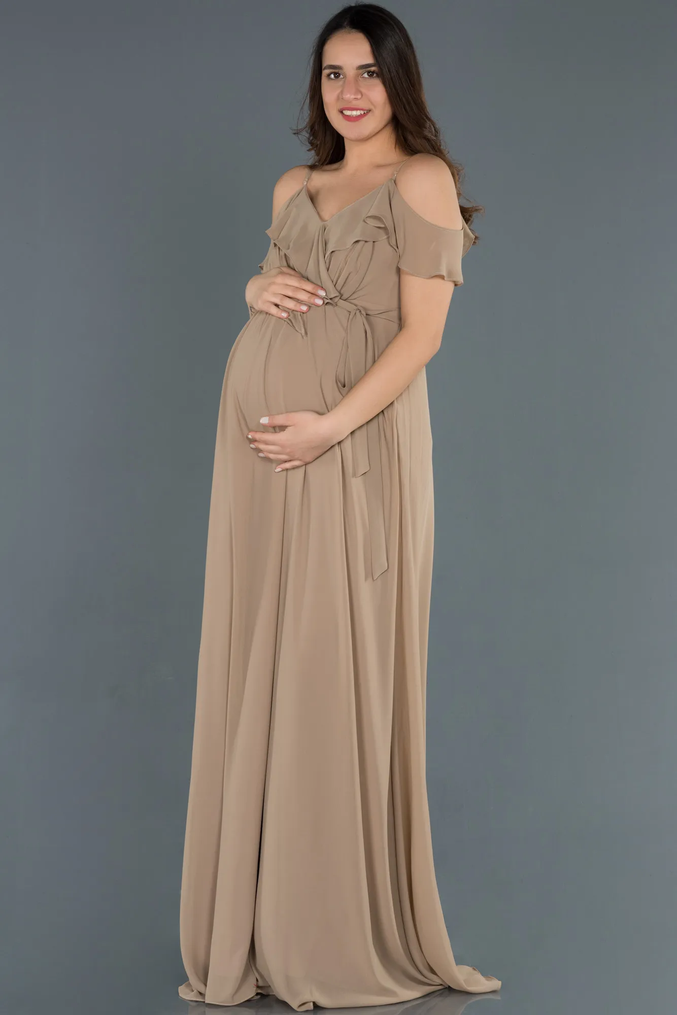 Mink-Long Pregnancy Evening Dress ABU744