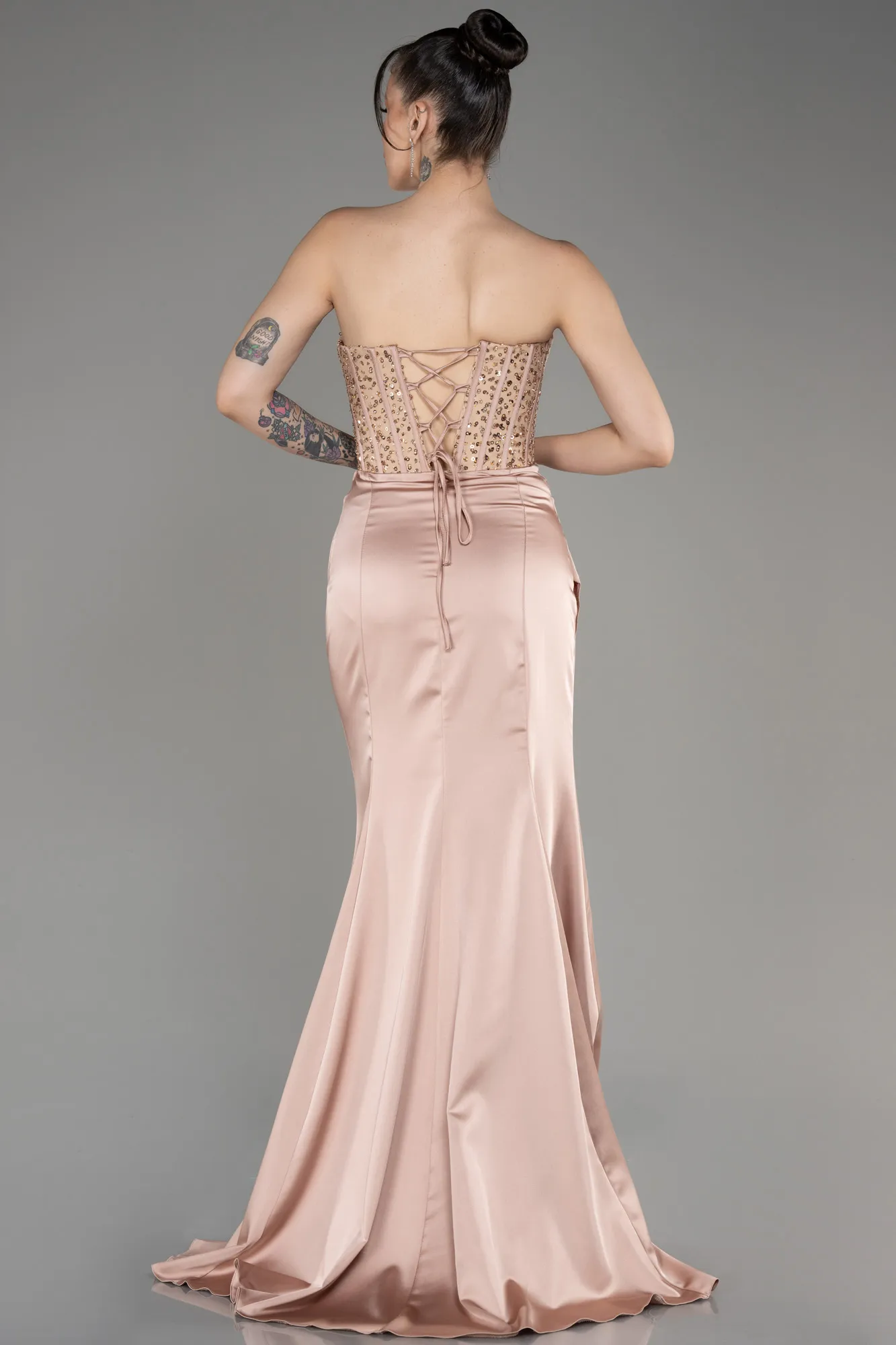 Mink-Long Satin Prom Gown ABU3883