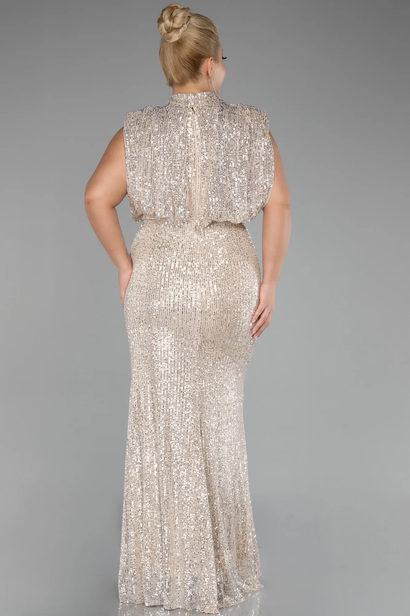 Mink-Long Scaly Plus Size Evening Dress ABU3115