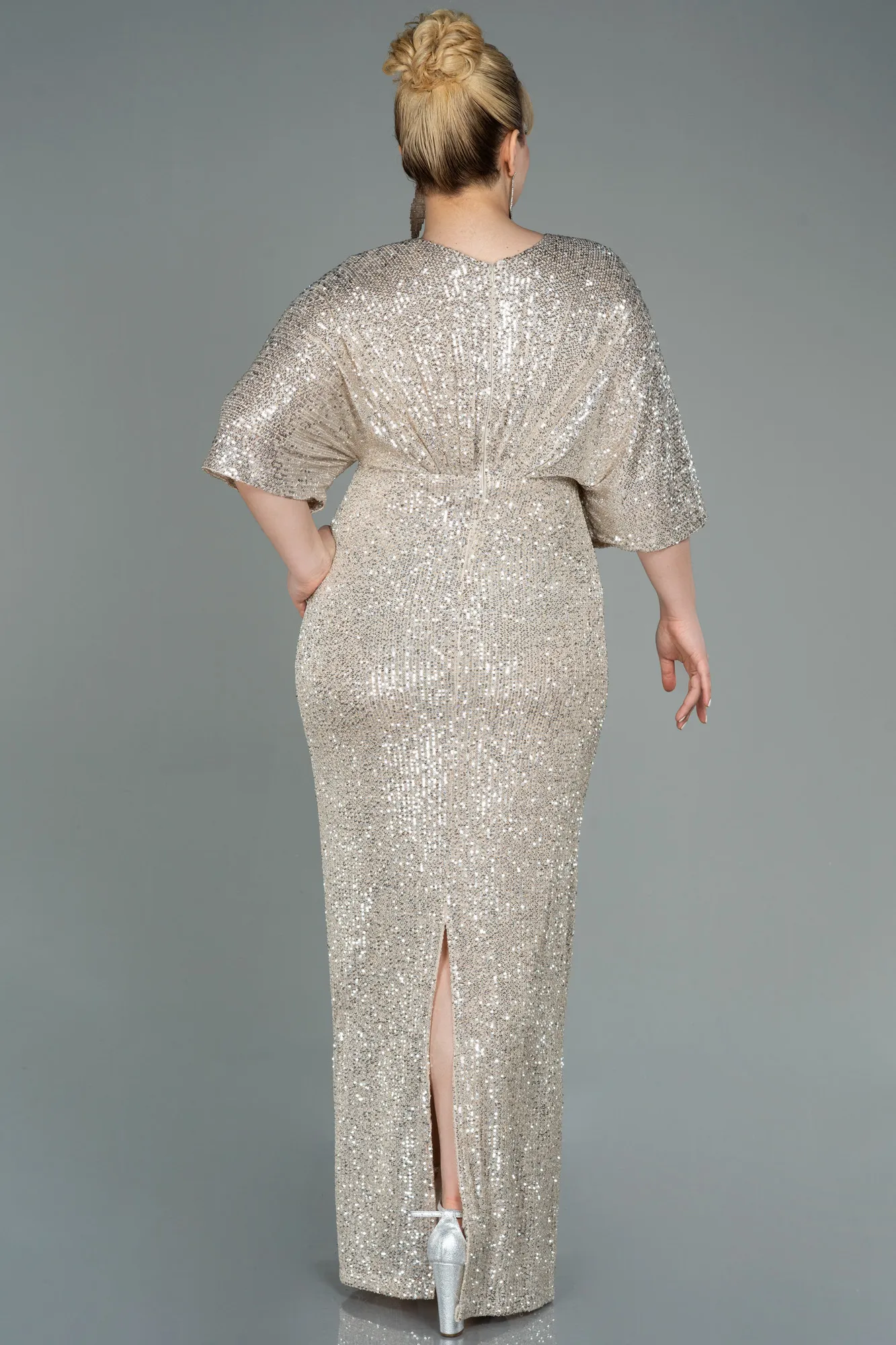 Mink-Long Scaly Plus Size Evening Dress ABU3123