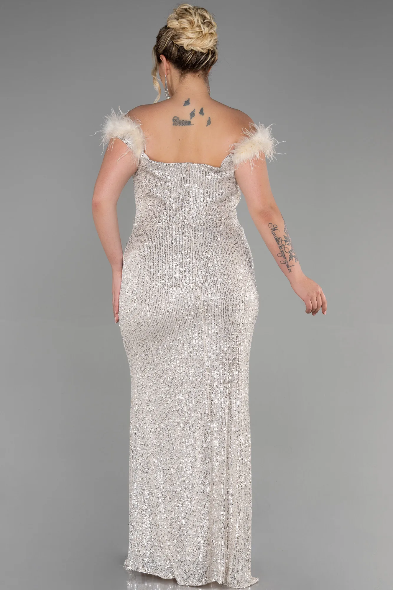 Mink-Long Scaly Plus Size Evening Dress ABU3415