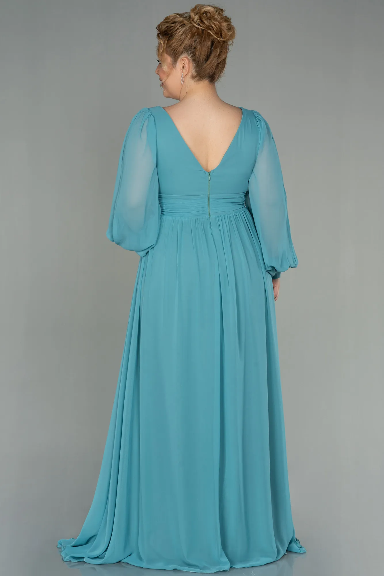 Mint-Long Chiffon Oversized Evening Dress ABU1988