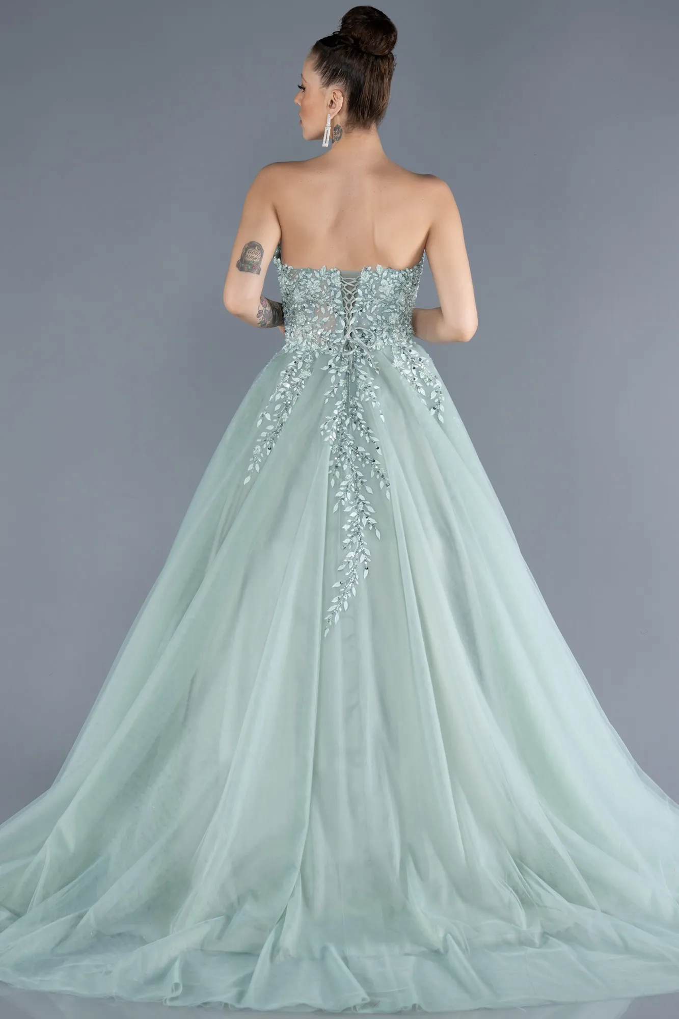 Mint-Long Designer Evening Dress ABU4550