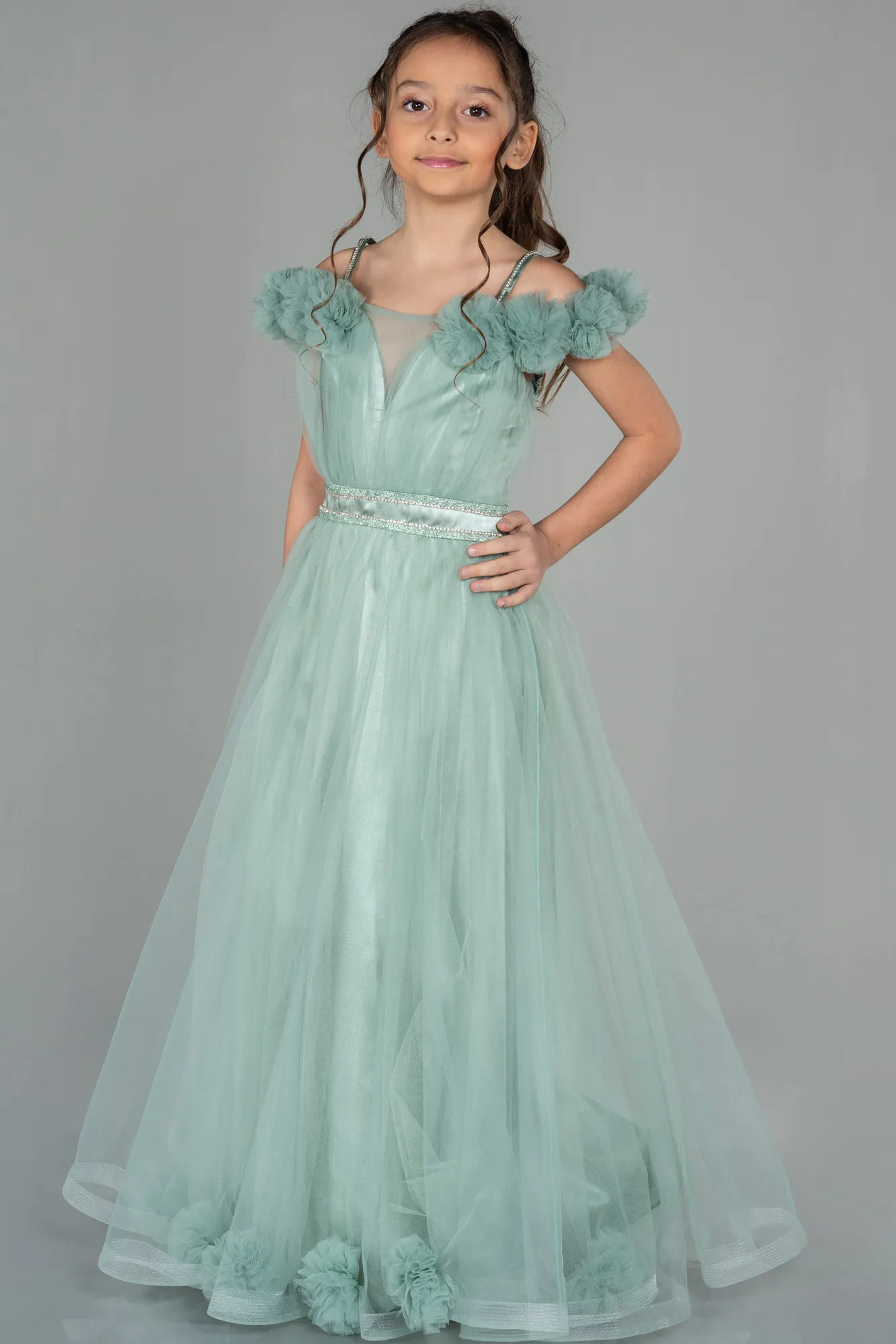 Mint-Long Girl Dress ABU2450