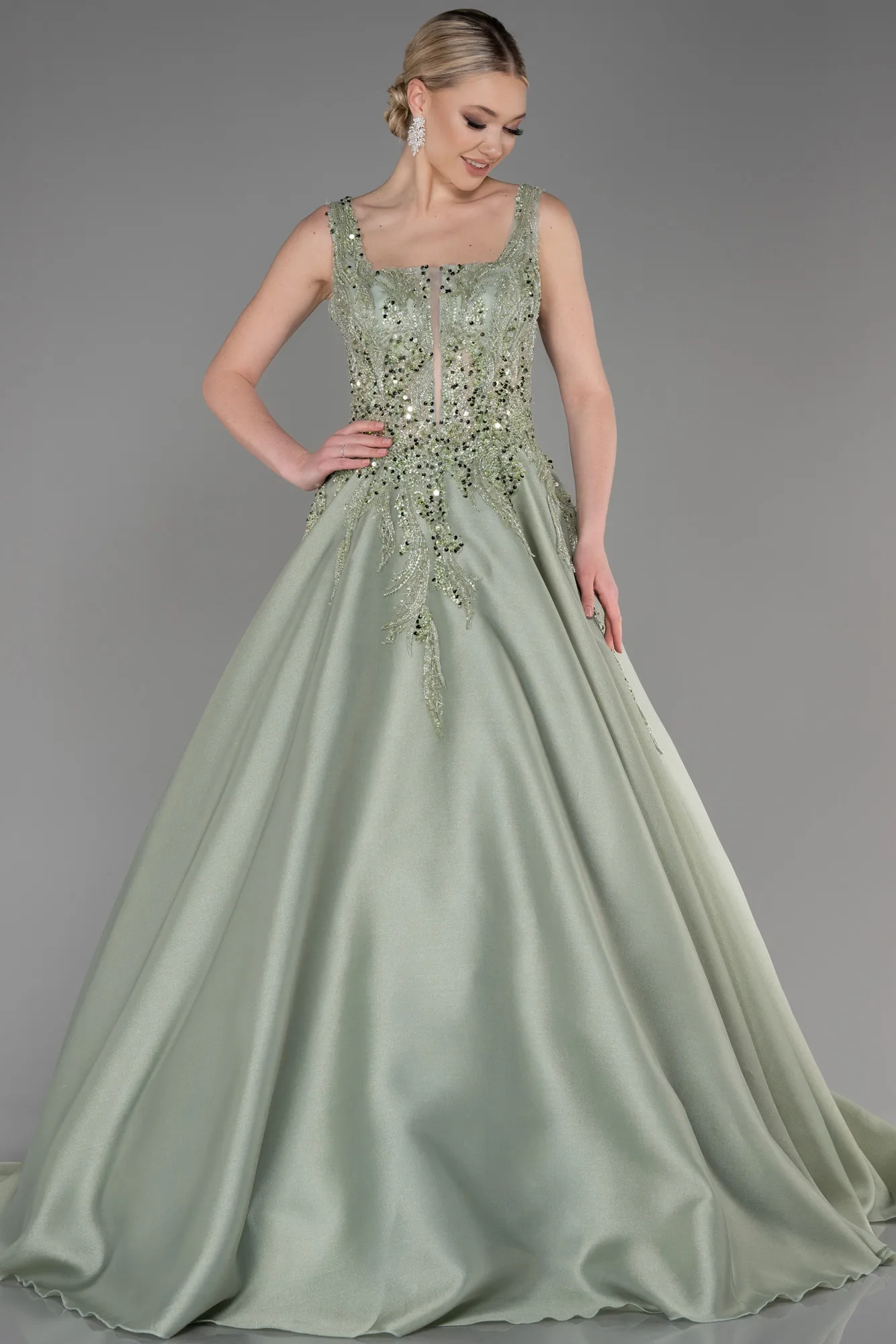 Mint-Long Haute Couture Dress ABU3745