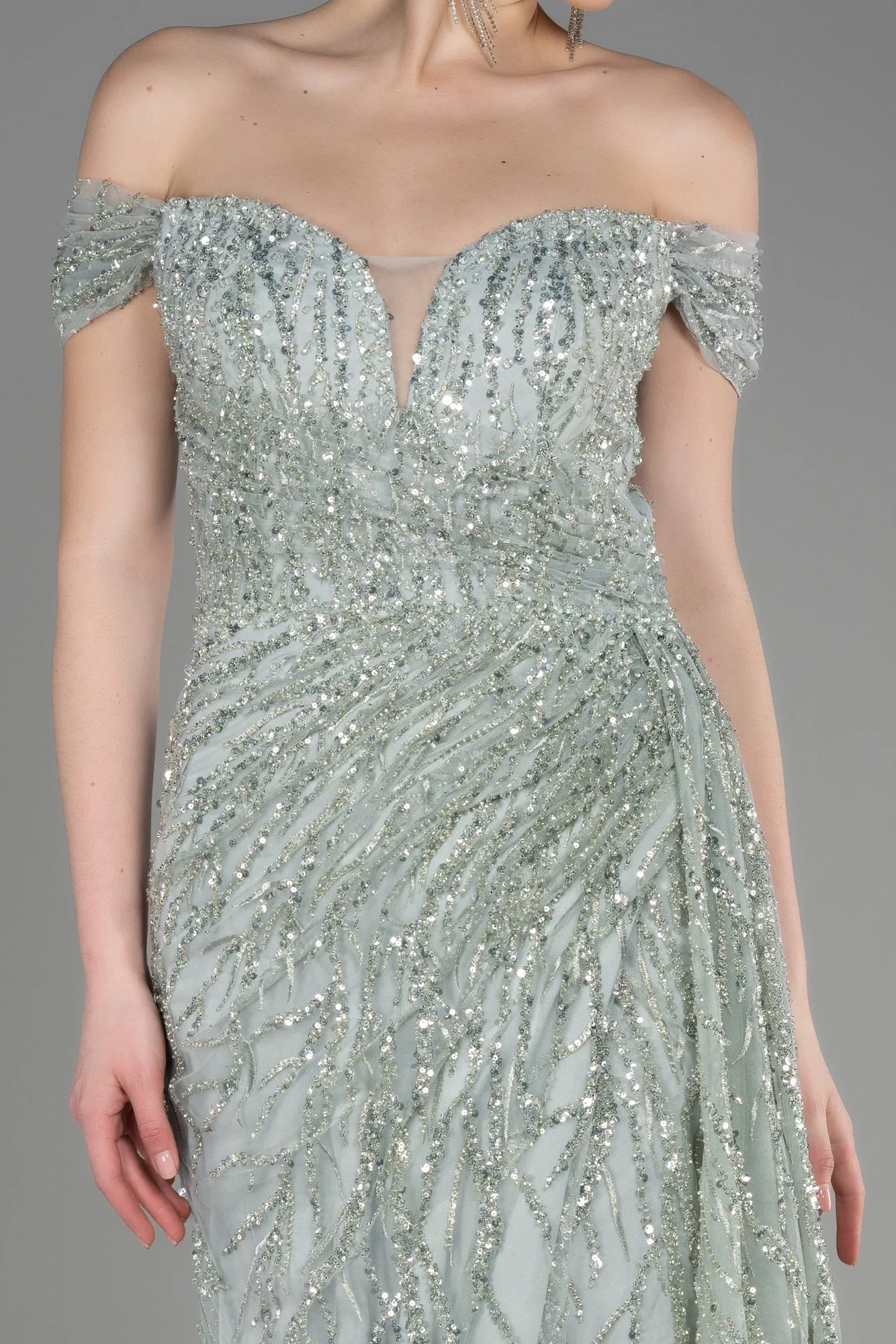 Mint-Long Haute Couture Dress ABU3796