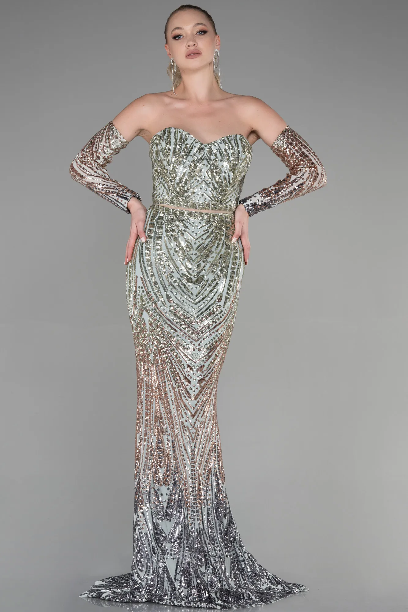 Mint-Long Mermaid Prom Dress ABU3396