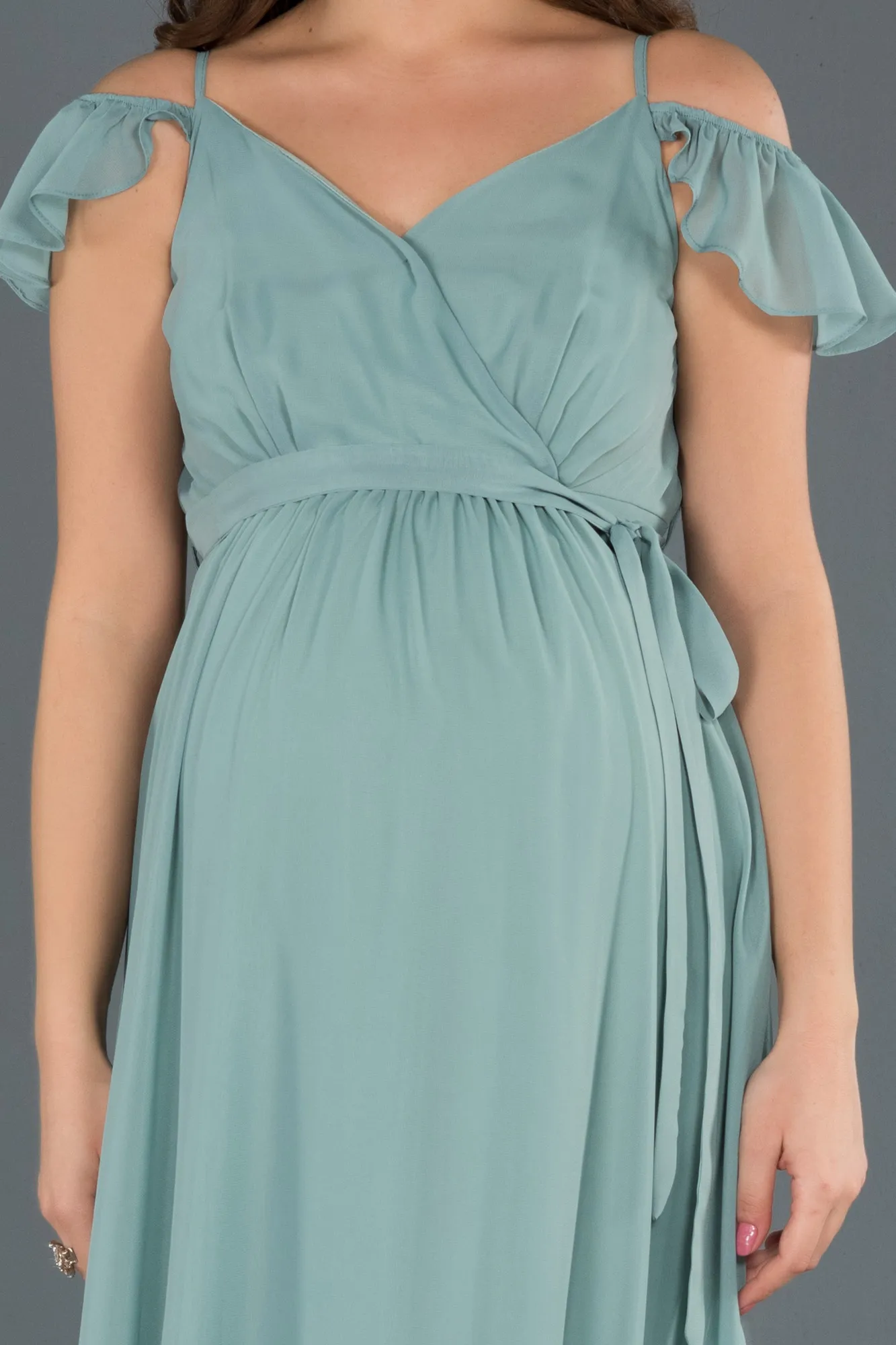 Mint-Long Pregnancy Evening Dress ABU756