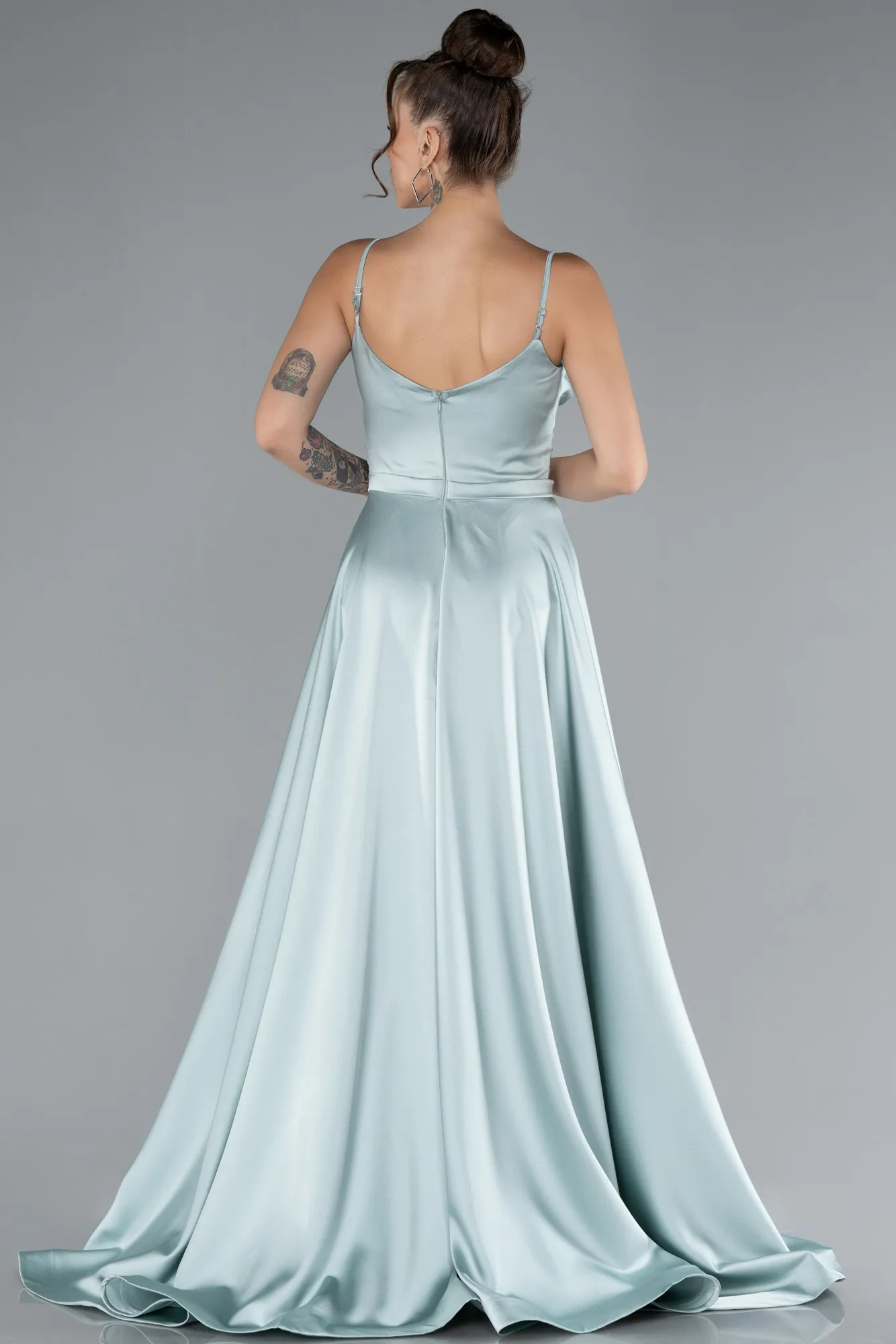 Mint-Long Satin Evening Dress ABU1601