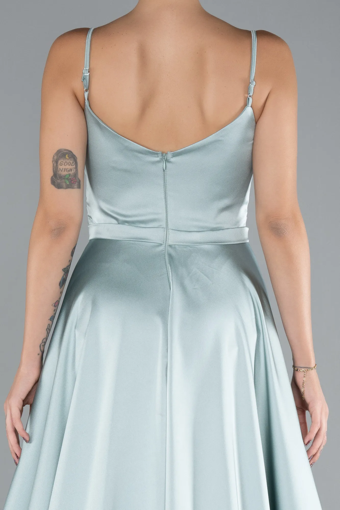 Mint-Long Satin Evening Dress ABU1601